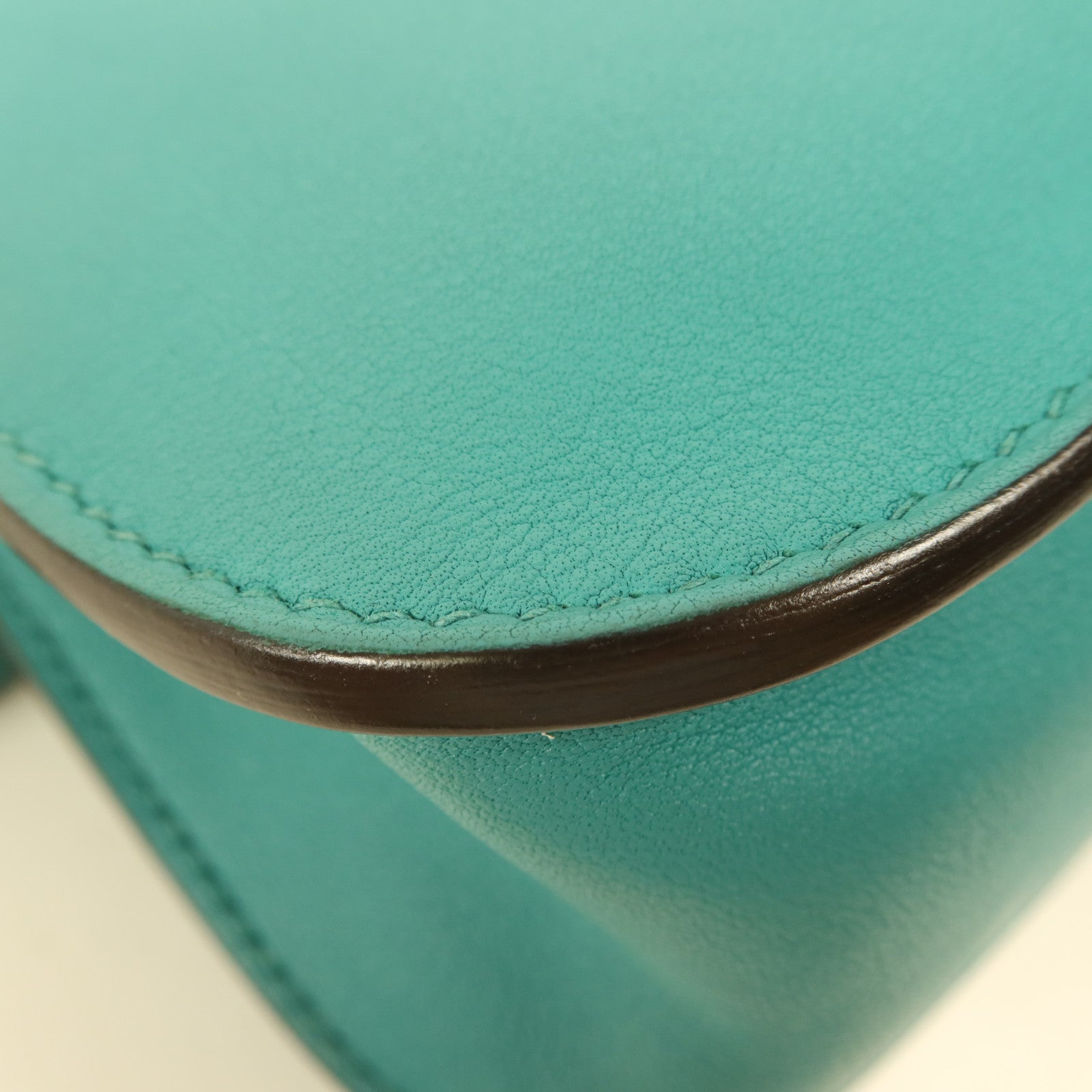 HERMES Swift皮革Halzan Mini銀扣鏈帶肩背袋Bleu Paon