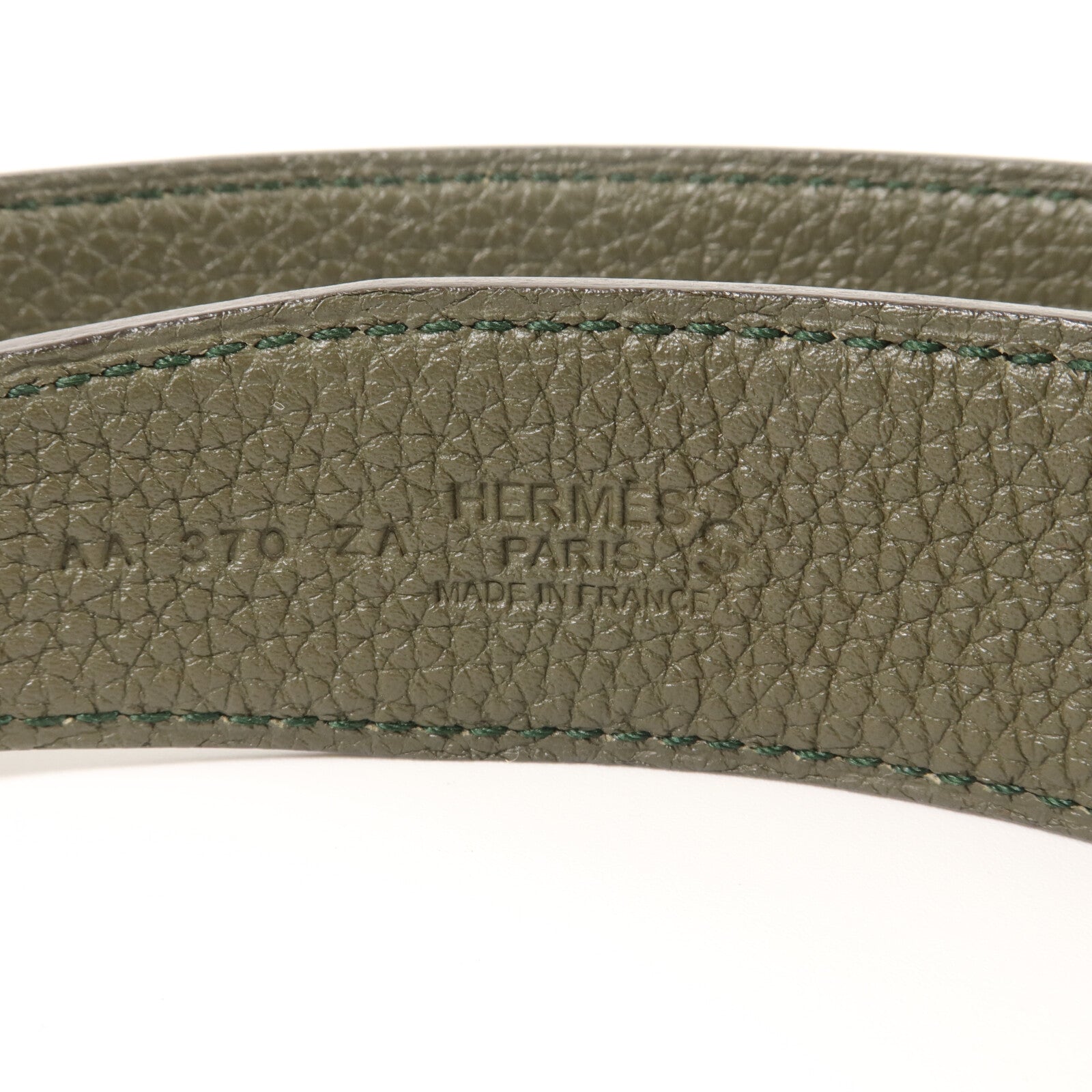 HERMES Box Calf皮革/Togo皮革Reversible Leather Belt Strap 90皮帶Ebene/Vert Fonce
