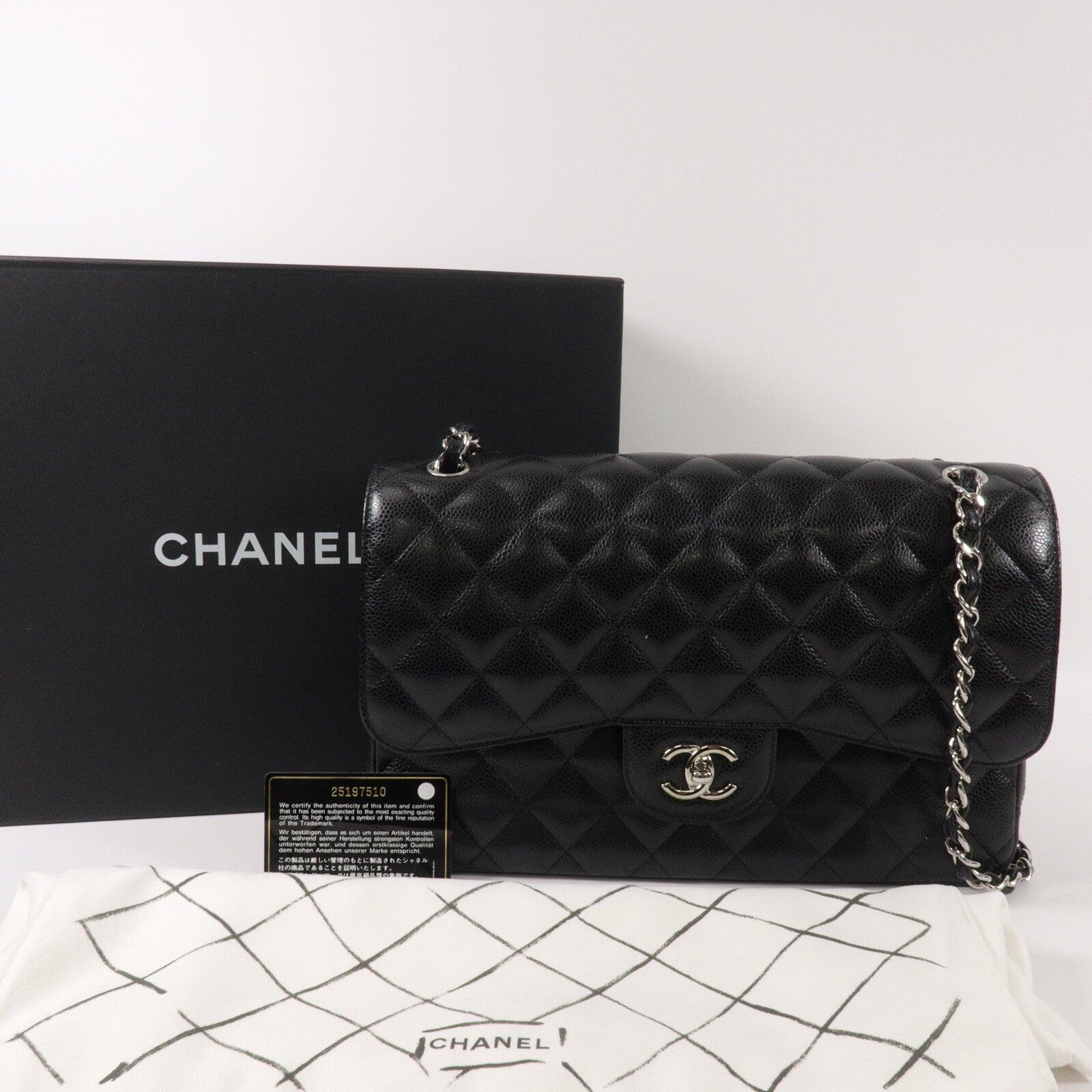 CHANEL 牛皮皮革Large Classic鏈帶肩背袋