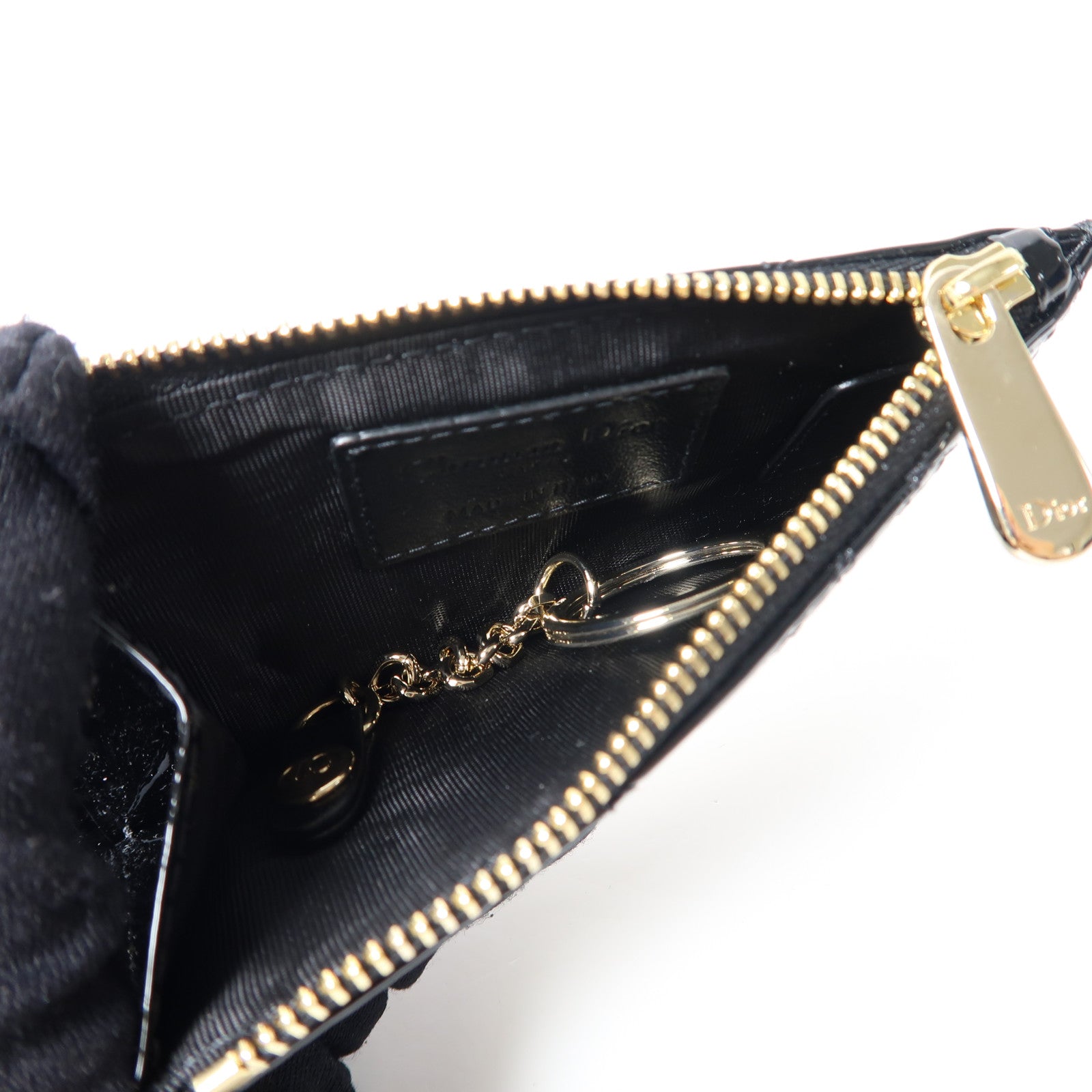 Dior 漆皮皮革Lady Dior Key Case金扣鎖匙包黑色