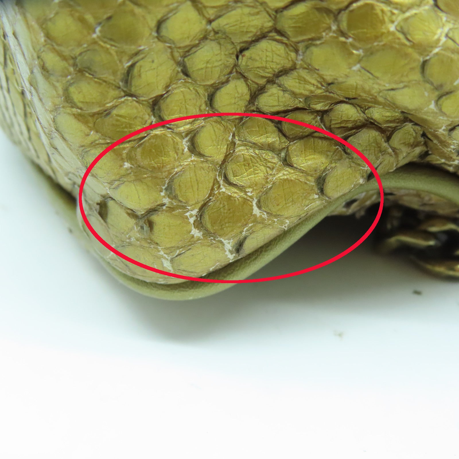 CHANEL 【清倉大減價】蛇皮皮革Chain Shoulder金扣鏈帶肩背袋金色