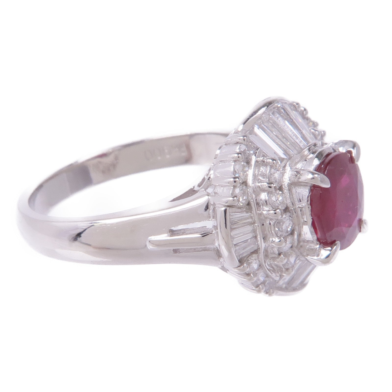 JEWELRY PT900鉑金Ruby Diamond Ring紅寶石/鑽石戒指US#6