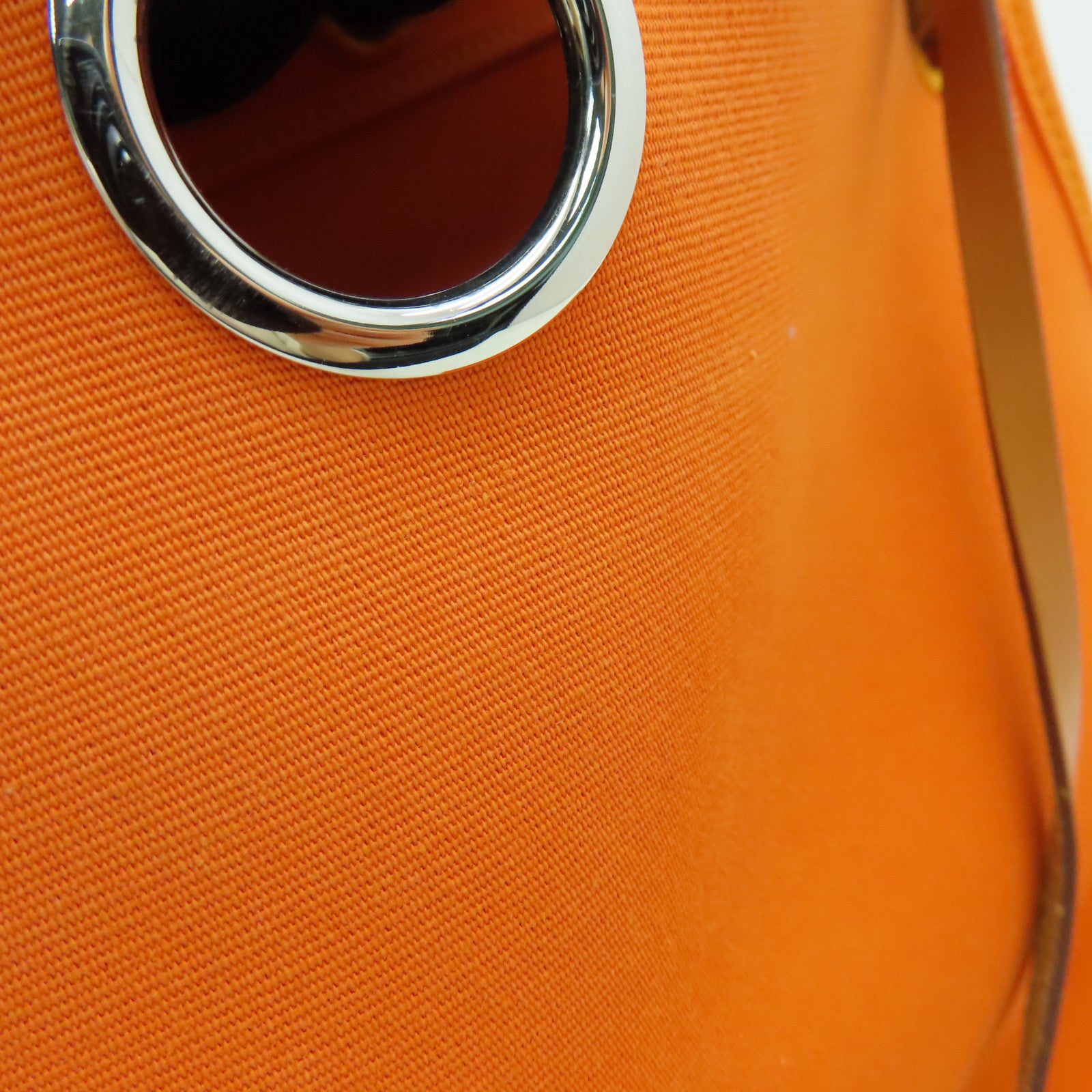 HERMES 帆布Herbag PM银扣手挽肩背两用袋Orange橙色