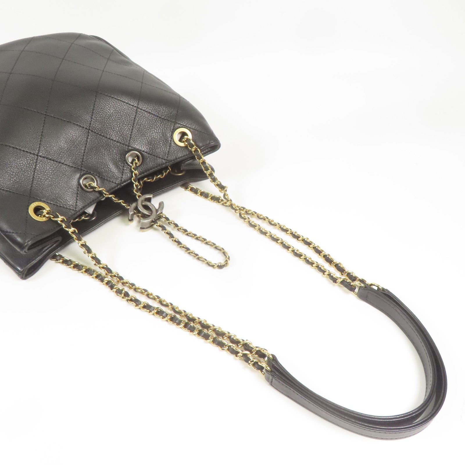 CHANEL 牛皮皮革Shoulder Bag金扣鏈帶肩背袋