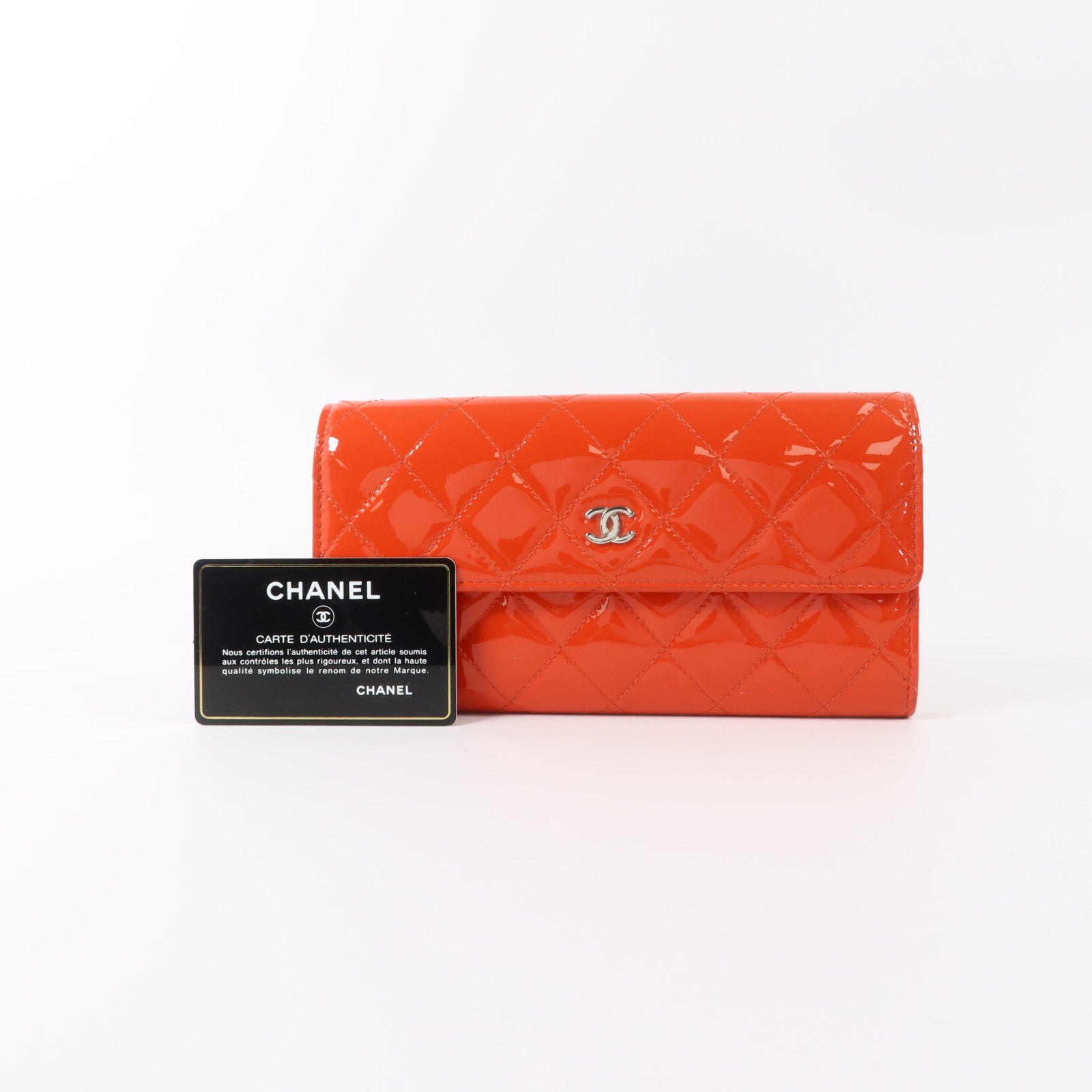 CHANEL 漆皮皮革Long Wallet銀扣長錢包