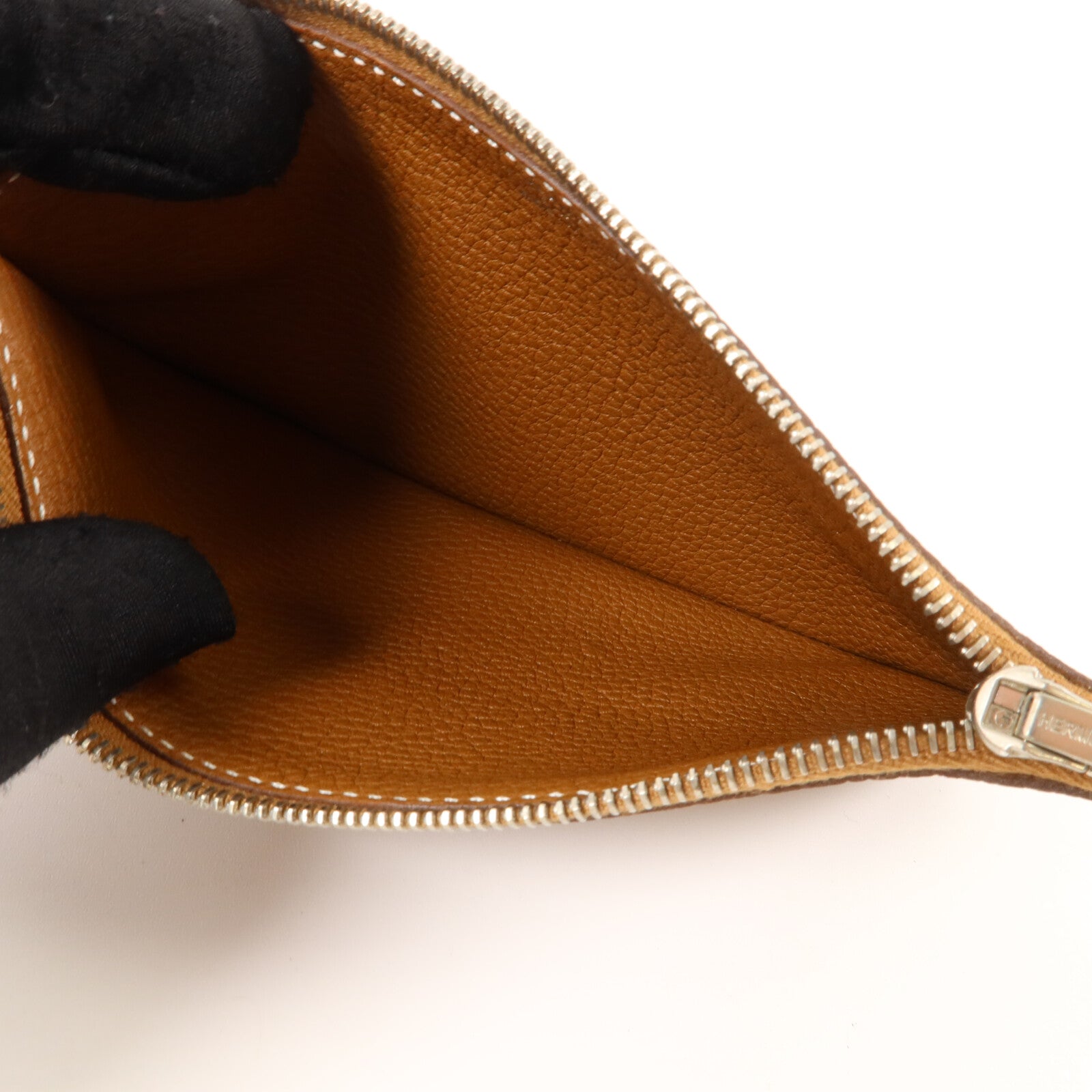 HERMES Togo皮革Dogon Compact長錢包Gold