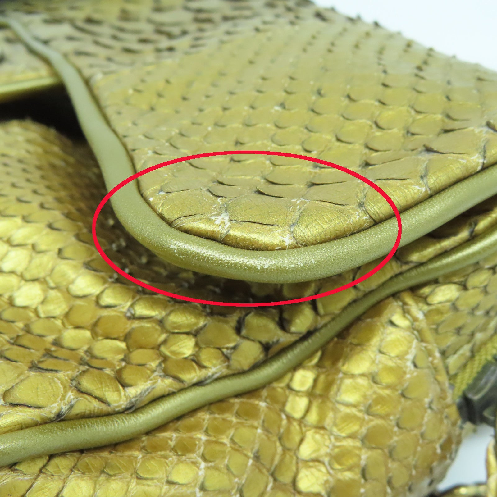 CHANEL 【清倉大減價】蛇皮皮革Chain Shoulder金扣鏈帶肩背袋金色