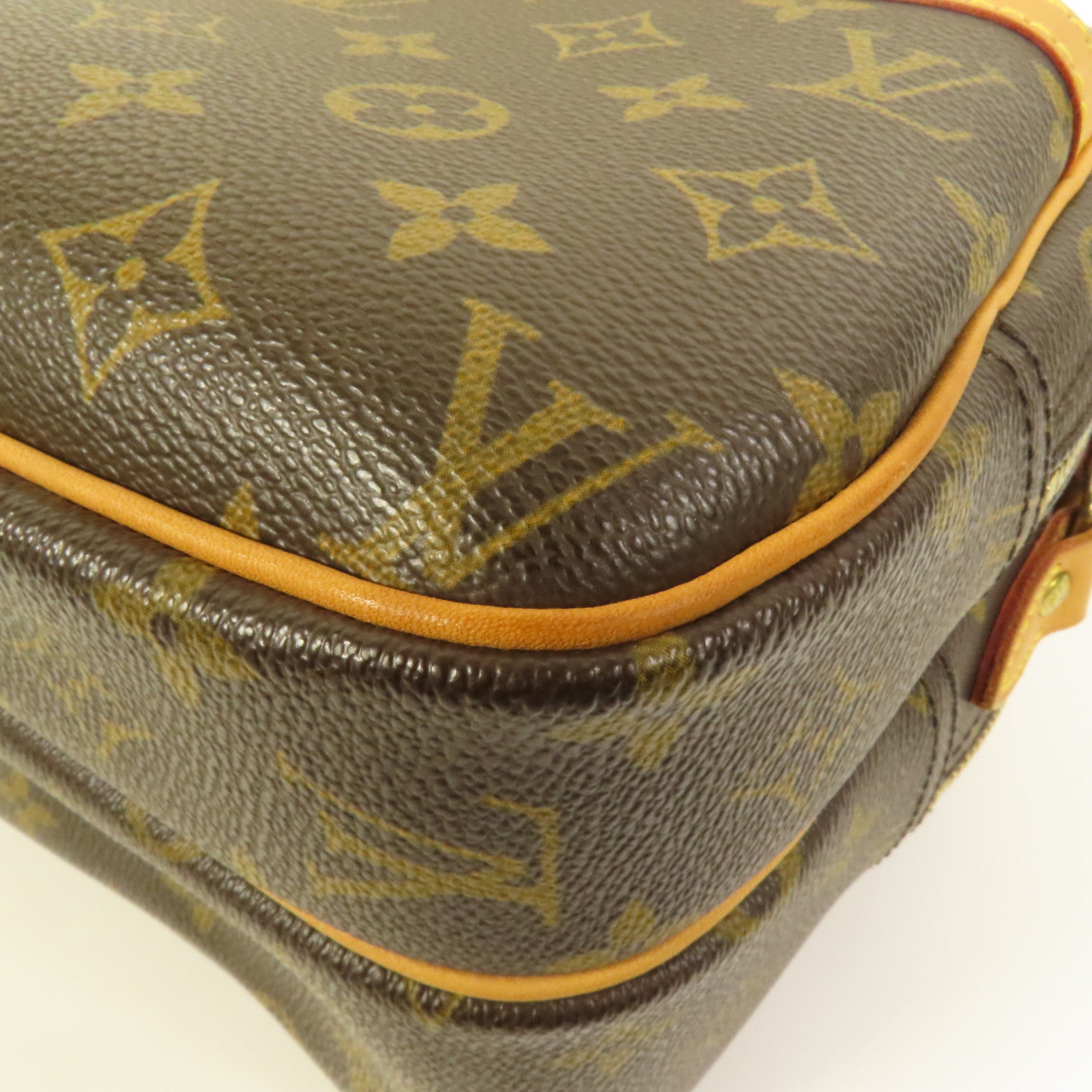 LOUIS VUITTON Monogram Reporter PM金扣肩背袋棕色