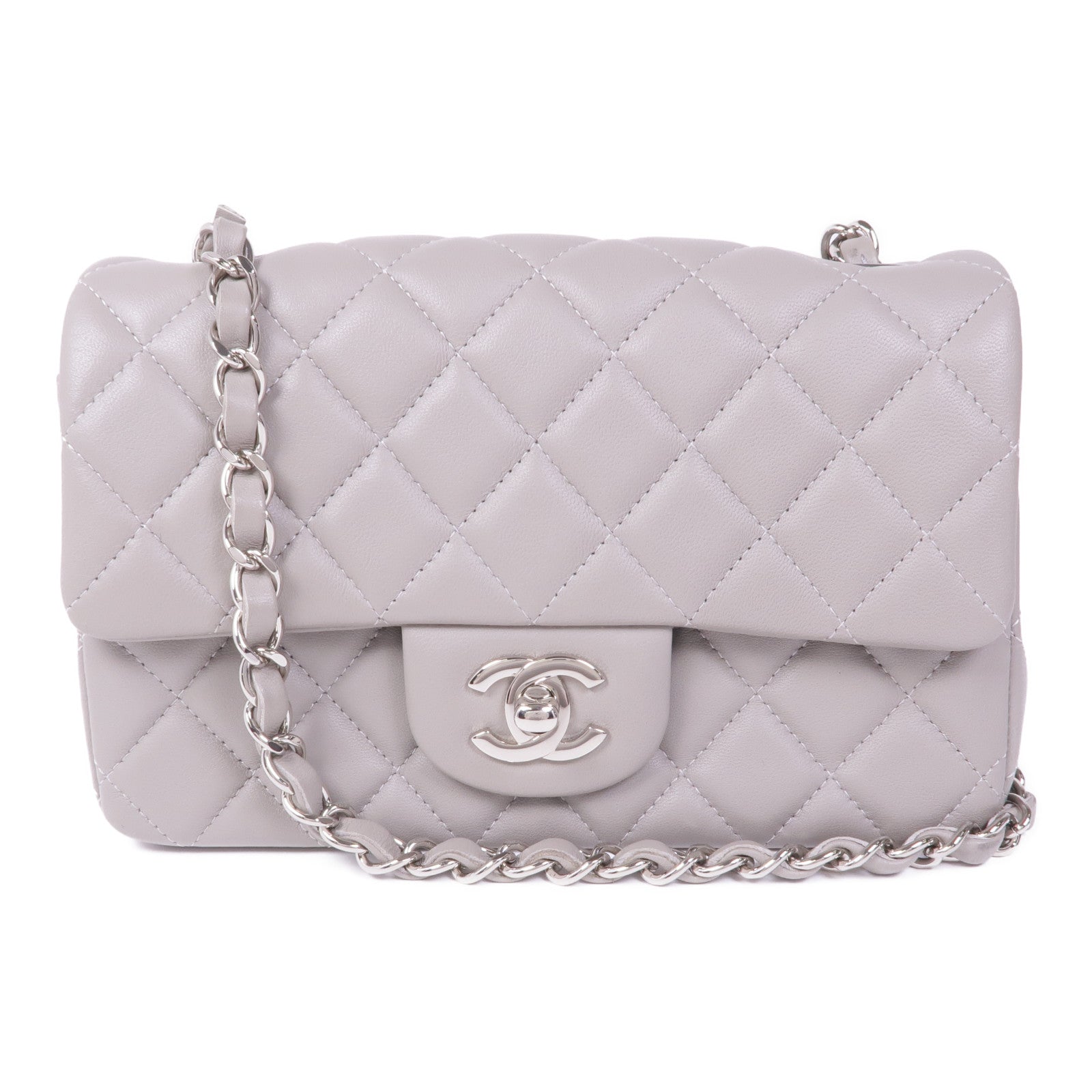 CHANEL 羊皮皮革Classic 20銀扣鏈帶肩背袋
