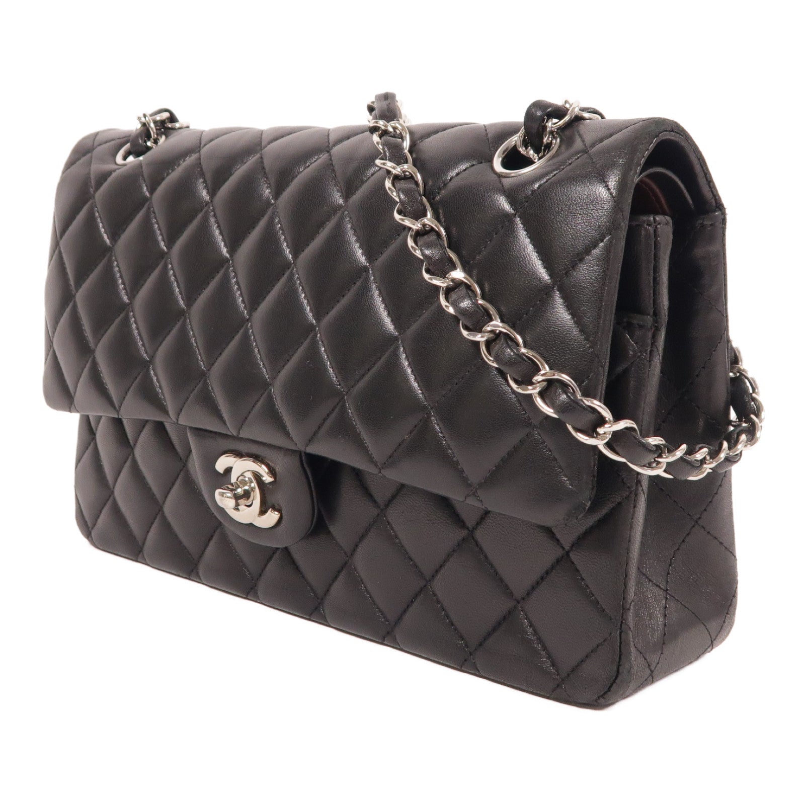 CHANEL 羊皮皮革Classic 25銀扣鏈帶肩背袋