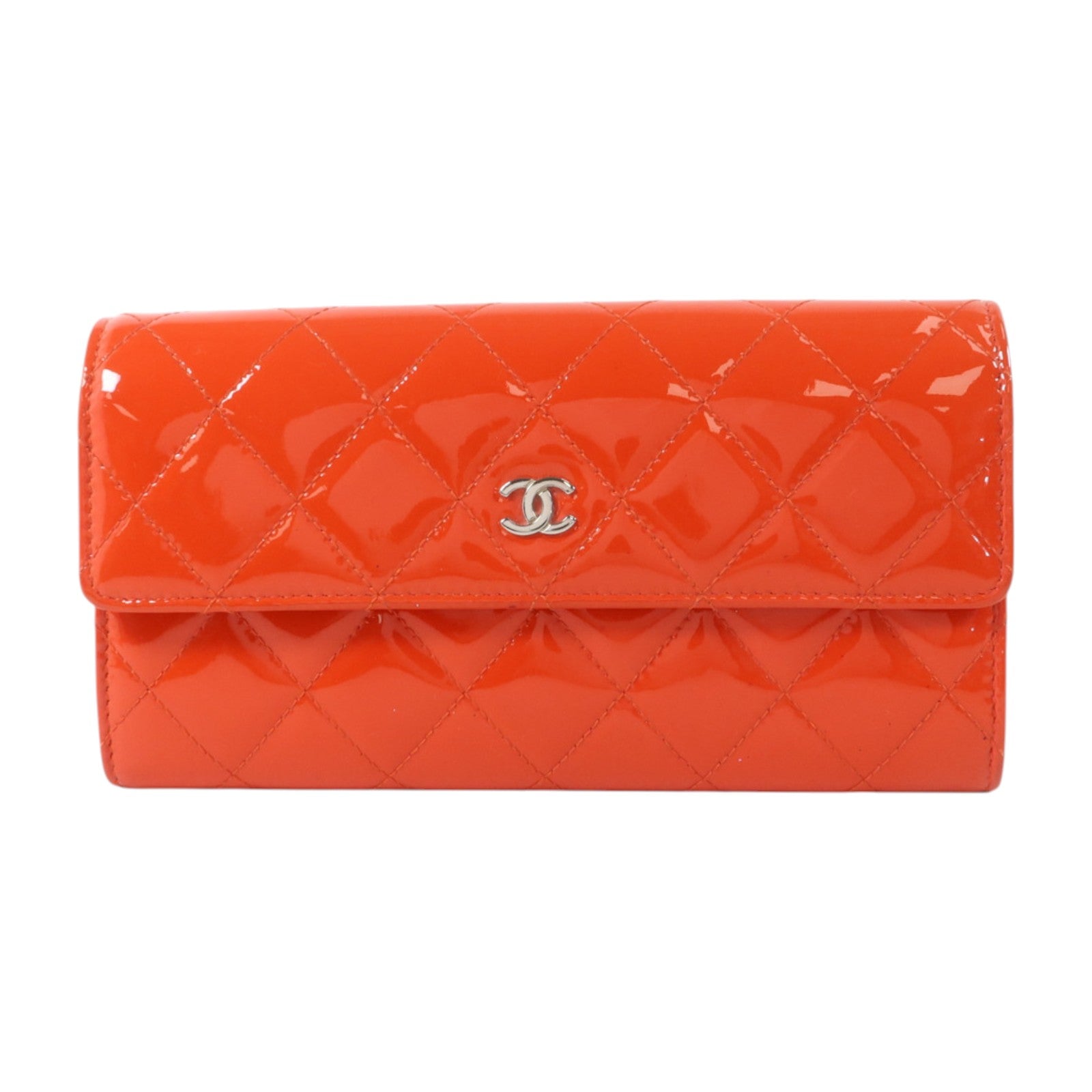 CHANEL 漆皮皮革Long Wallet銀扣長錢包