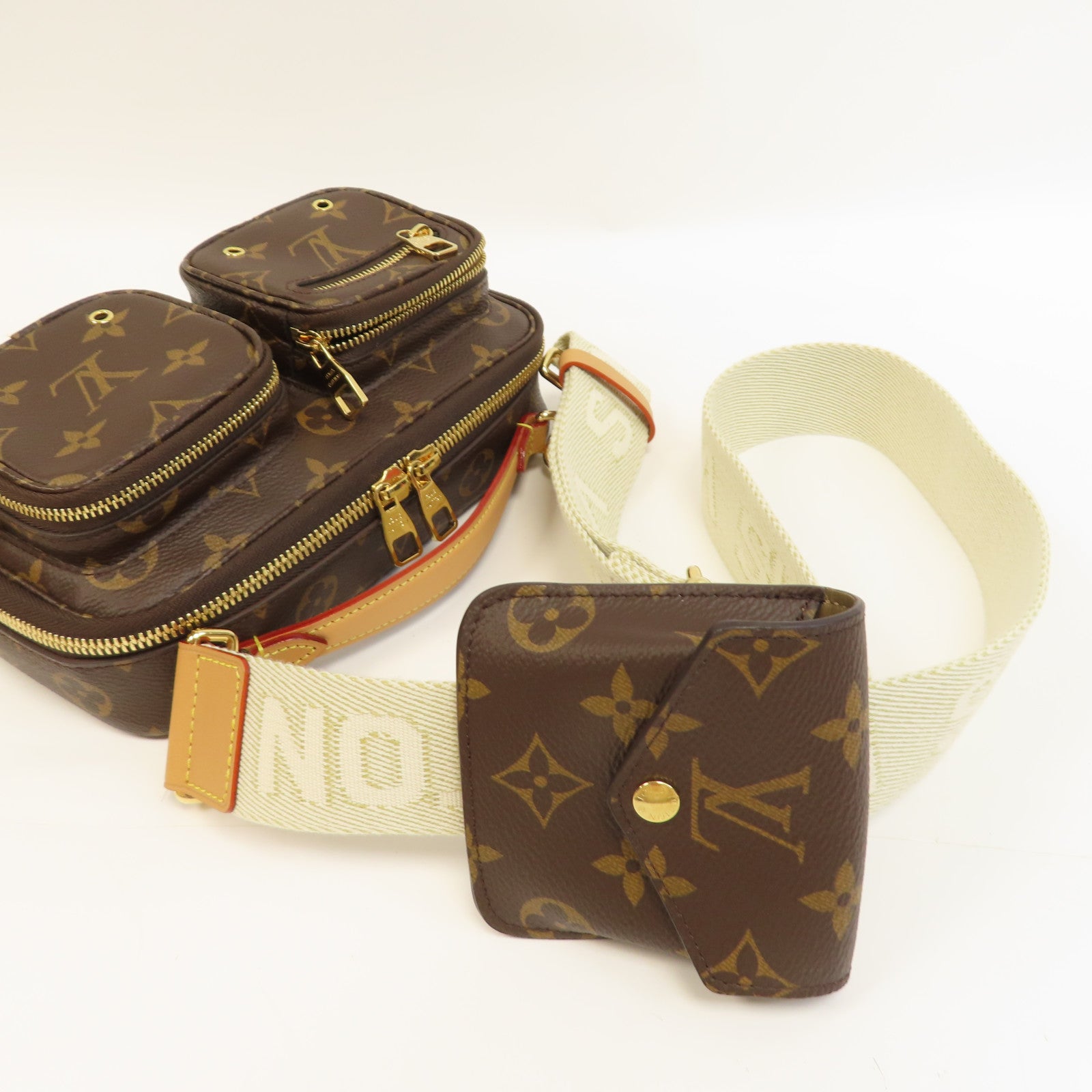 LOUIS VUITTON Monogram Utility Shoulder Bag金扣手挽肩背兩用袋啡色