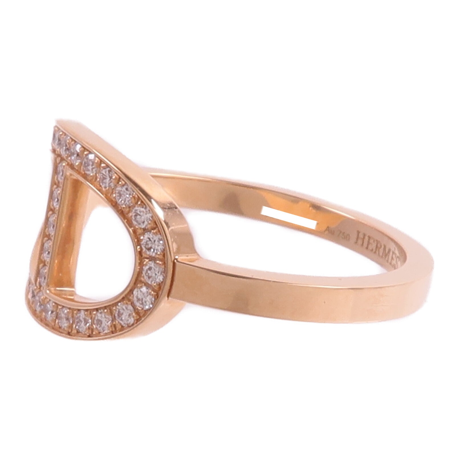 HERMES 18K玫瑰金Chaine d'ancre Contour Ring鑽石戒指