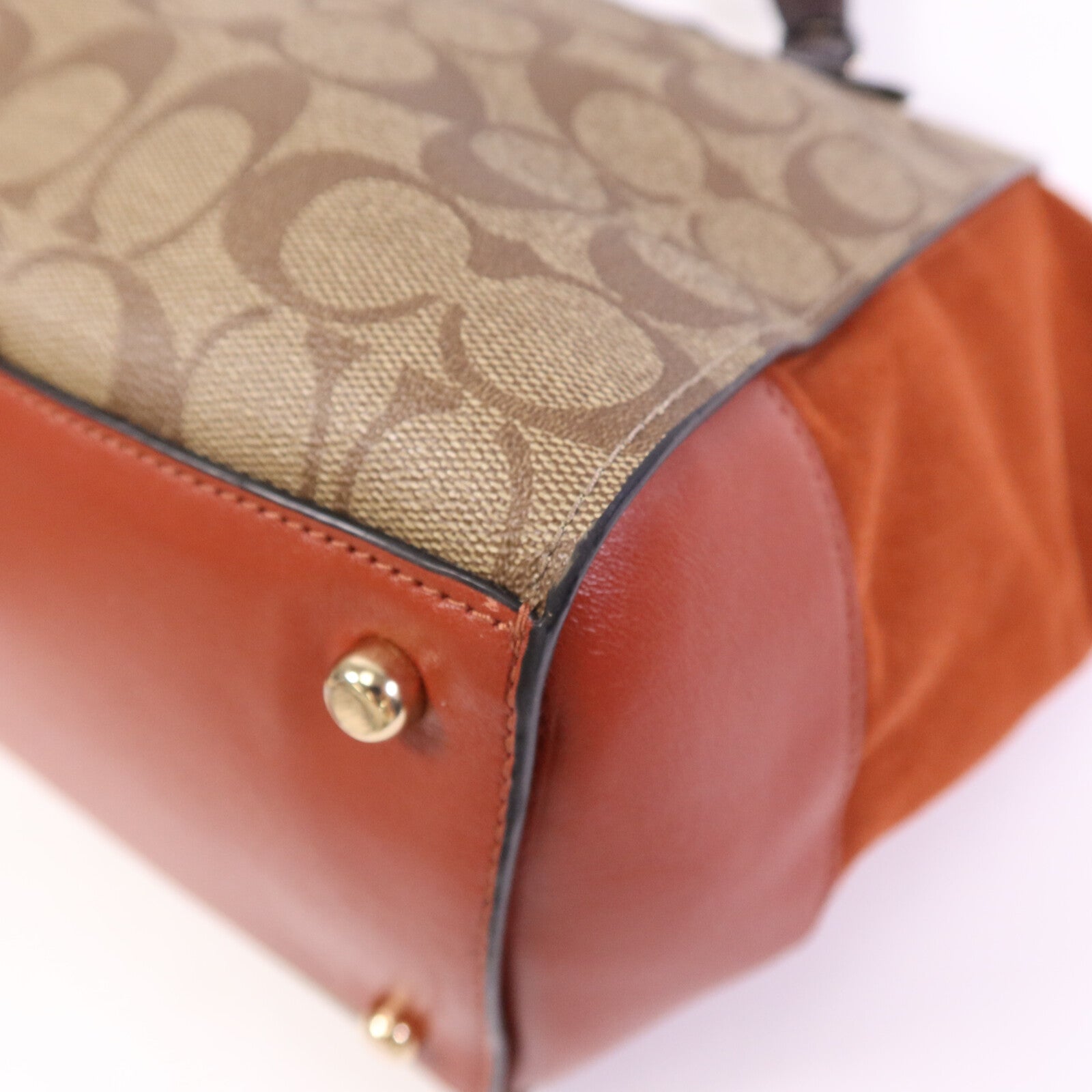 COACH 塗層帆布/麂皮皮革2 Way Shoulder Bag金扣手挽肩背兩用袋