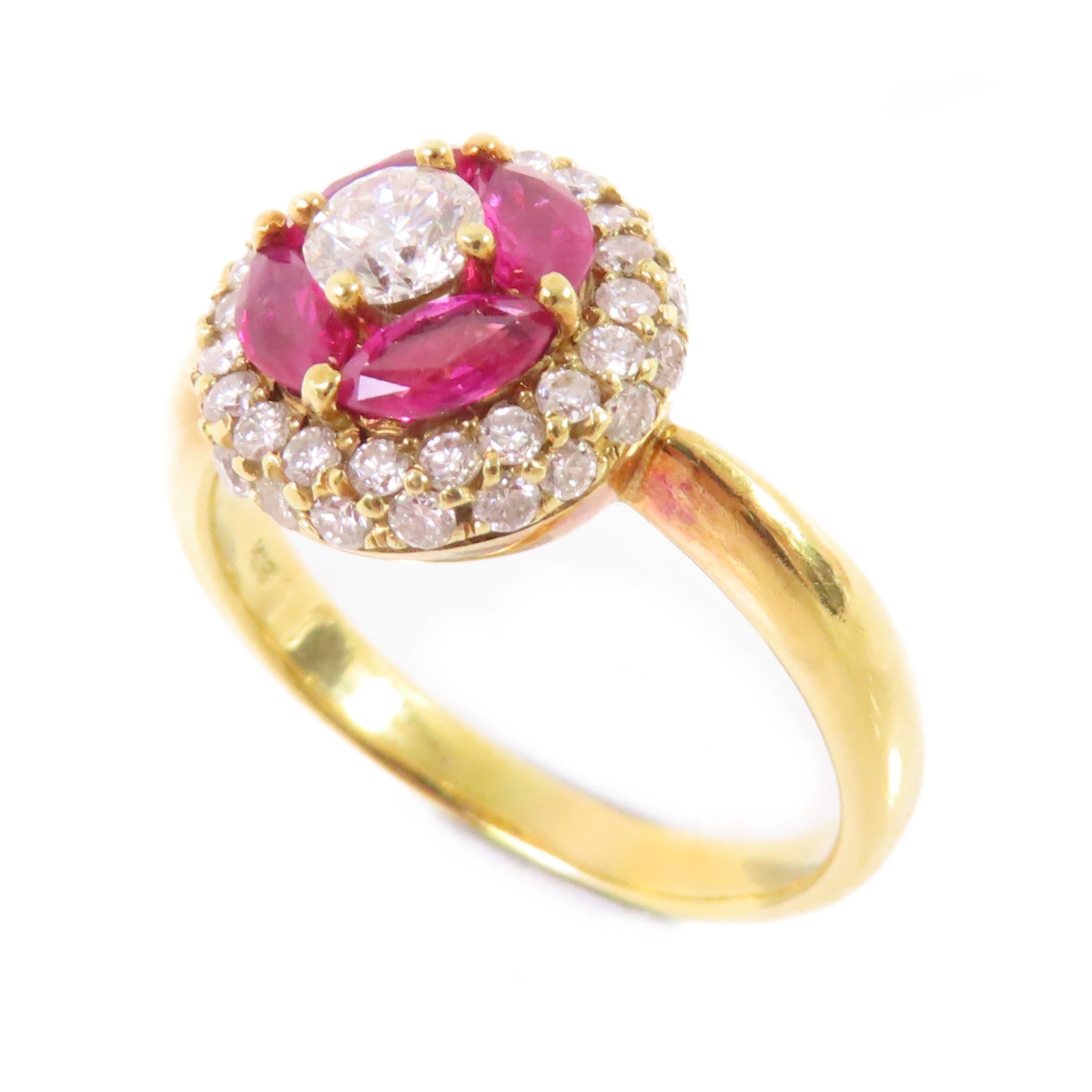 JEWELRY 0.81ct Ruby 0.88ct Diamond Ring US#8.75 18K Yellow Gold