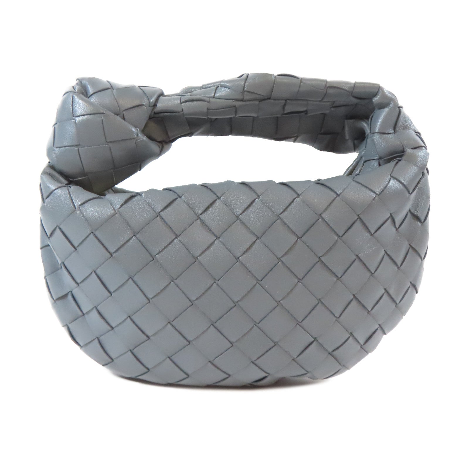 BOTTEGA VENETA 織紋牛皮皮革Mini Jodie Hand Bag金扣手挽袋灰色