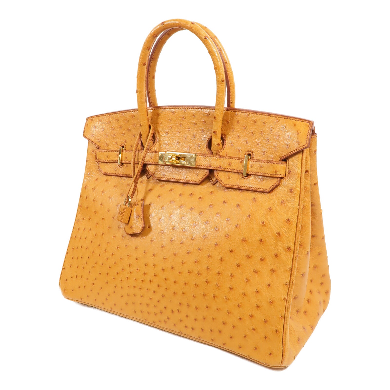 HERMES 鴕鳥皮革Birkin 35手挽袋Gold