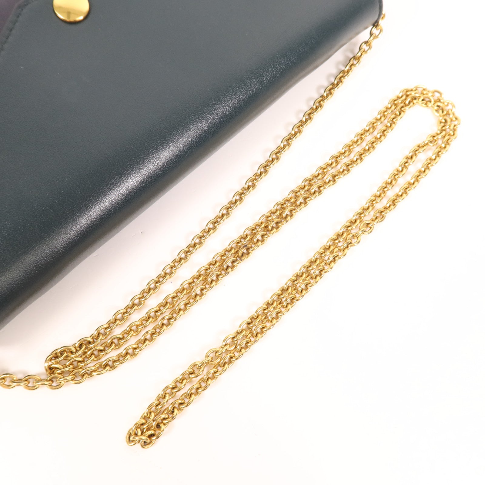 CELINE 牛皮皮革Chain Shoulder金扣鏈帶肩背袋