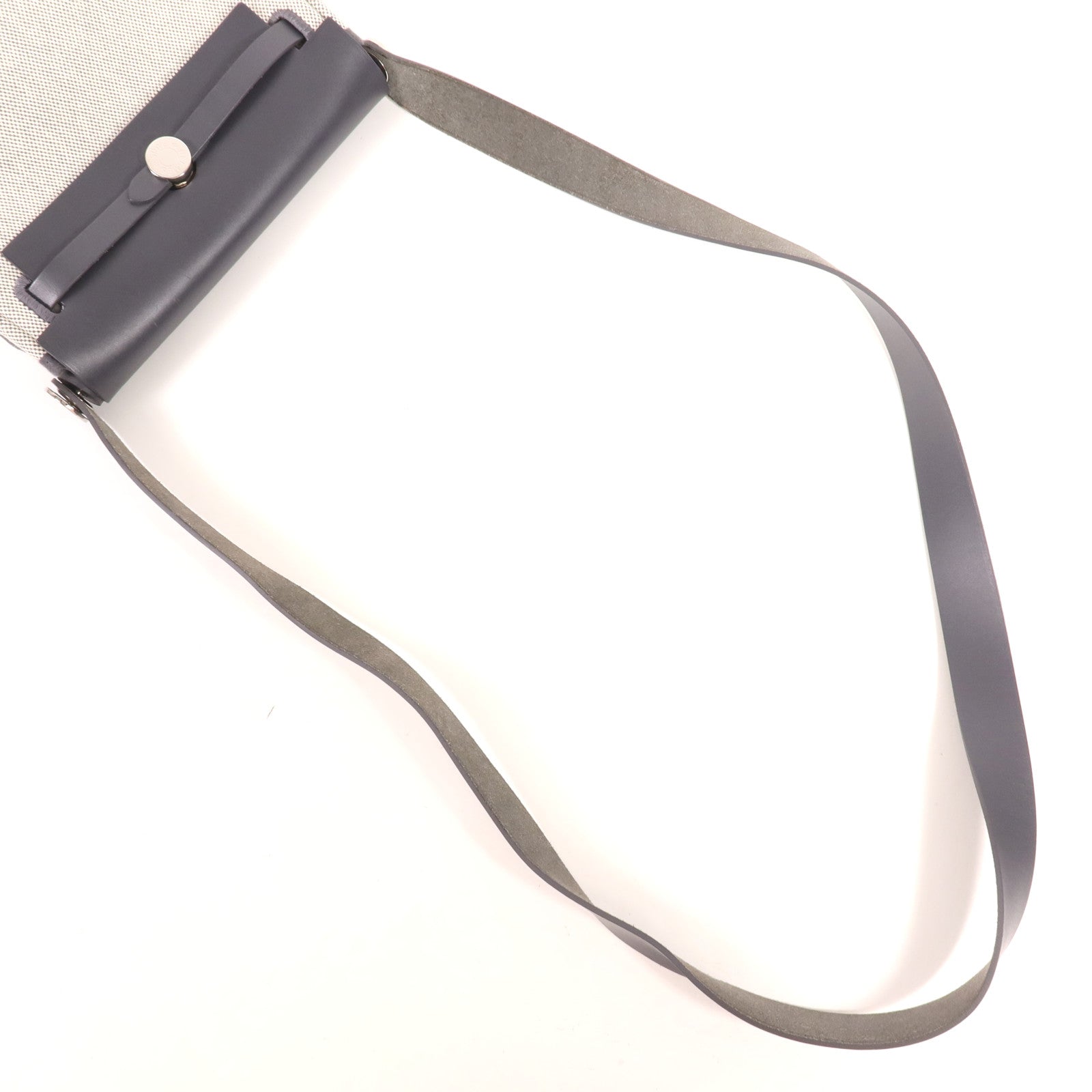 HERMES 帆布/皮革Mini Herbag銀扣肩背袋Ardoise