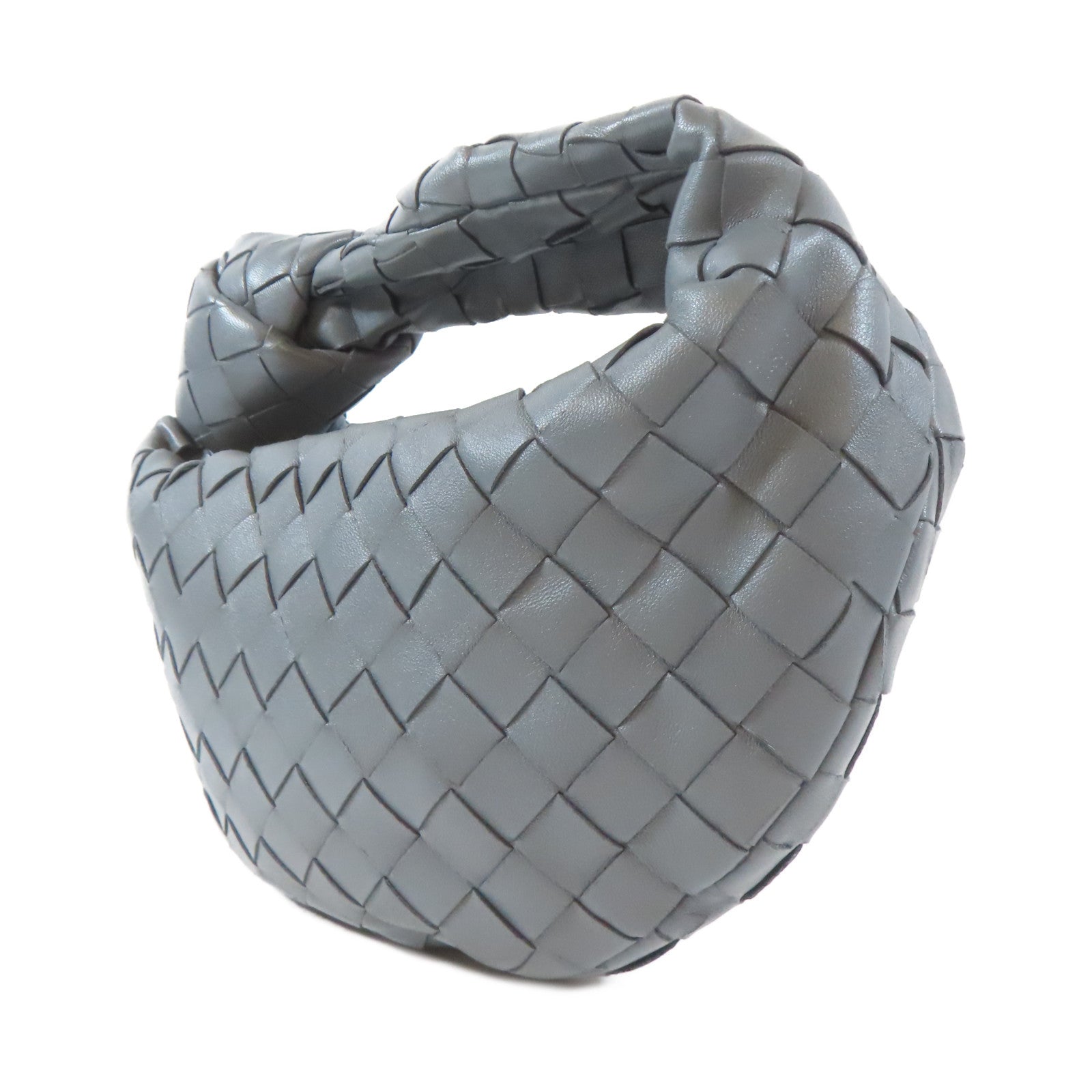BOTTEGA VENETA 織紋牛皮皮革Mini Jodie Hand Bag金扣手挽袋灰色