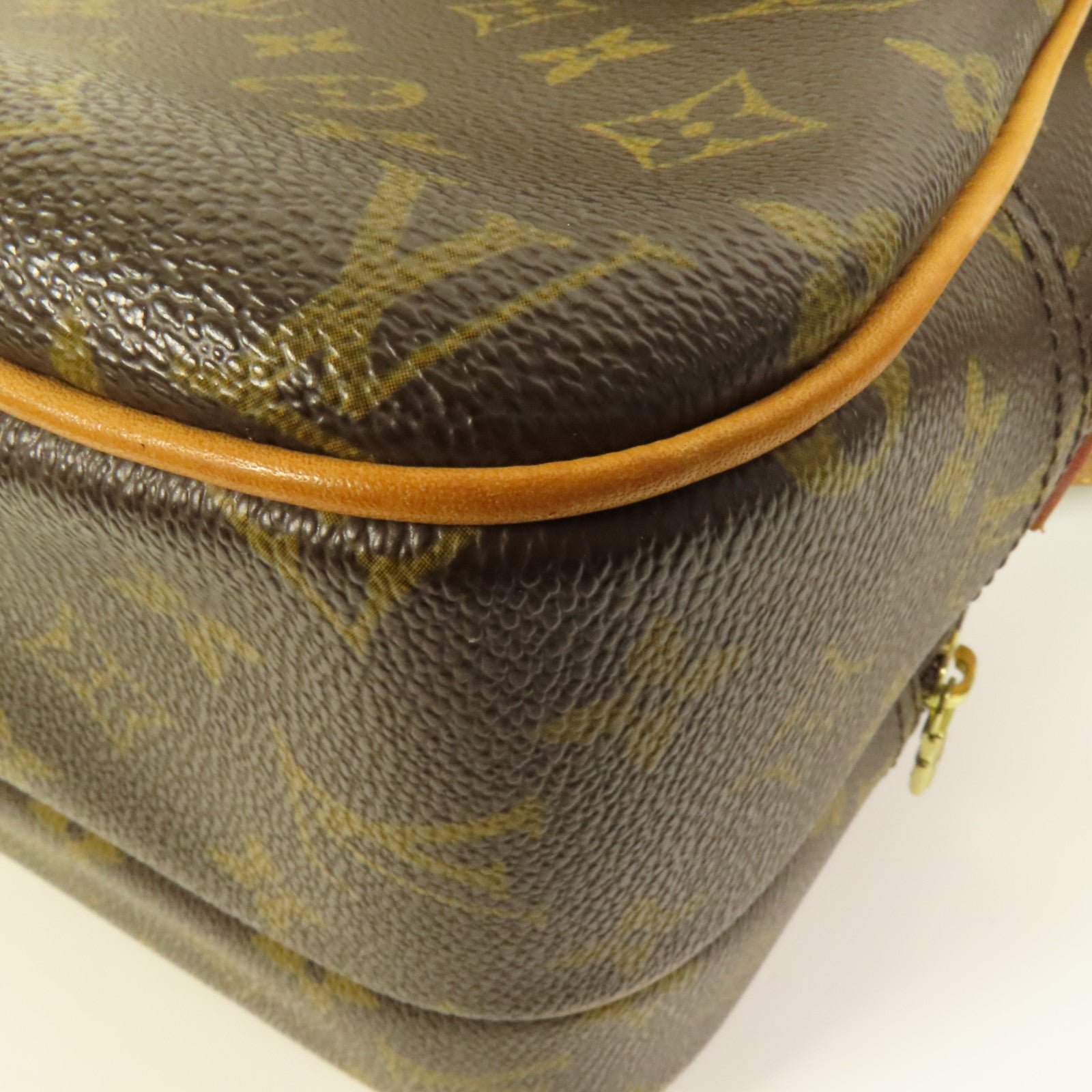 LOUIS VUITTON Monogram Reporter PM金扣肩背袋棕色