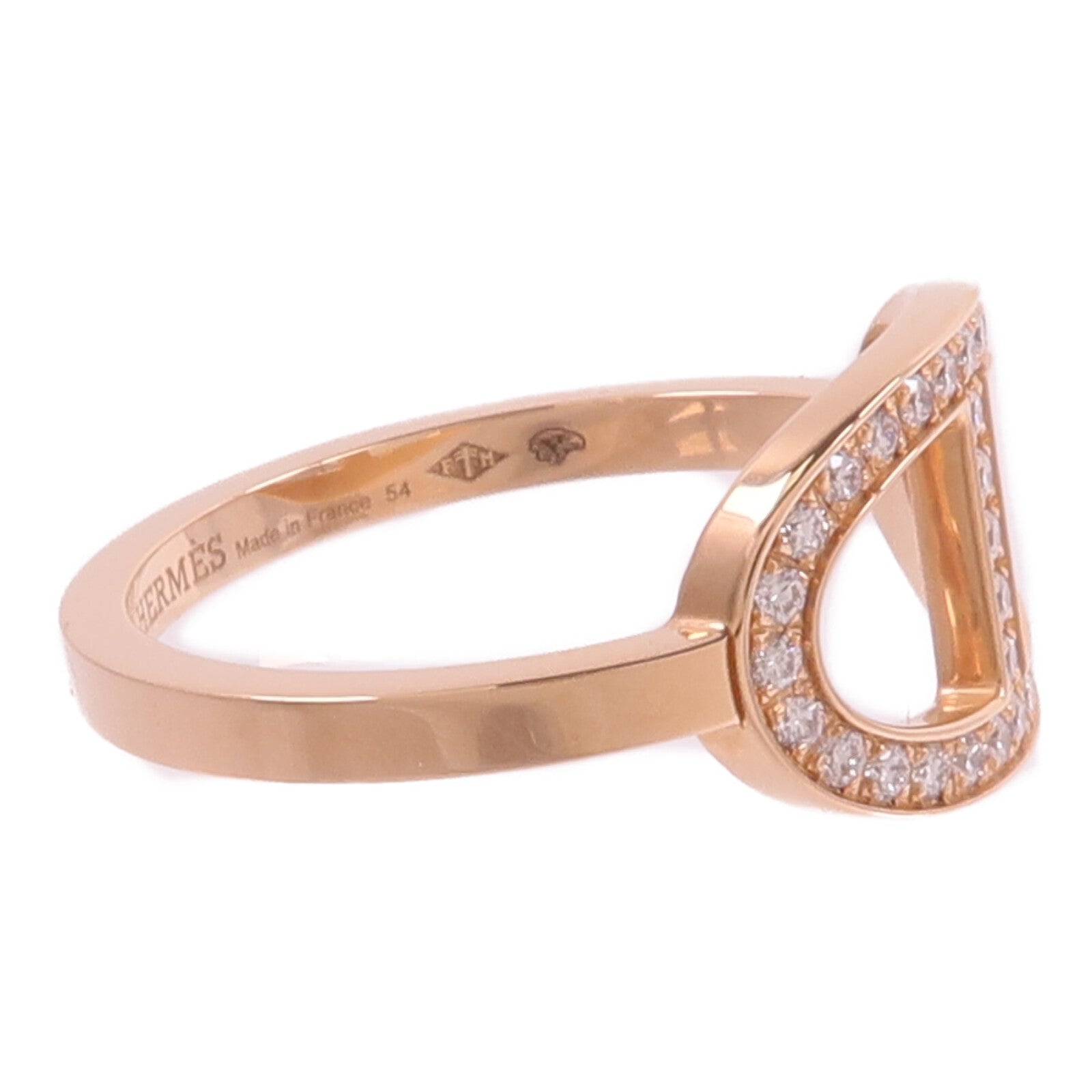 HERMES 18K玫瑰金Chaine d'ancre Contour Ring鑽石戒指