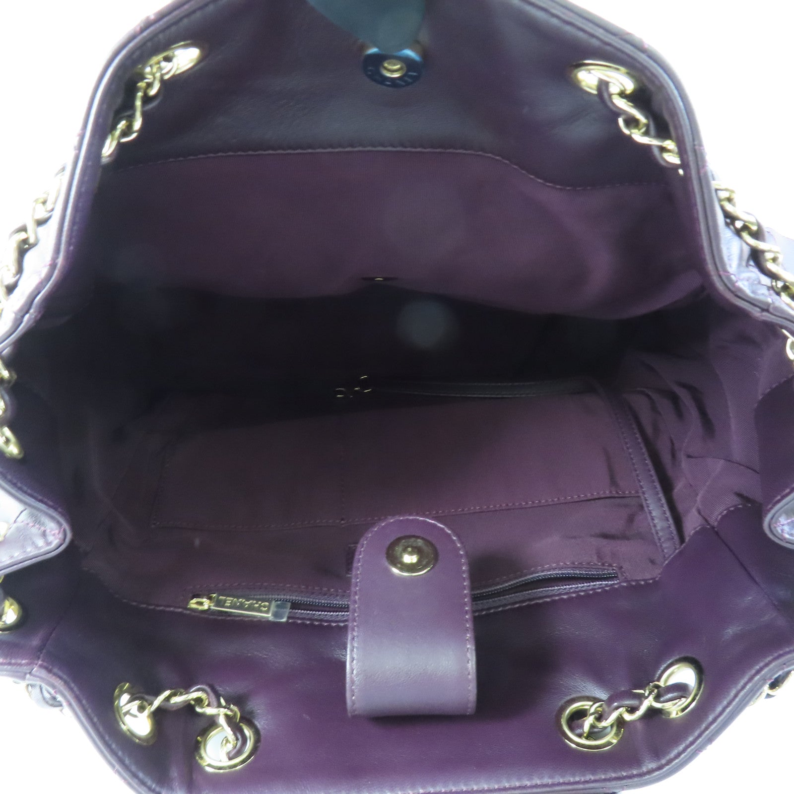 CHANEL 羊皮皮革Shoulder Bag金扣鏈帶肩背袋