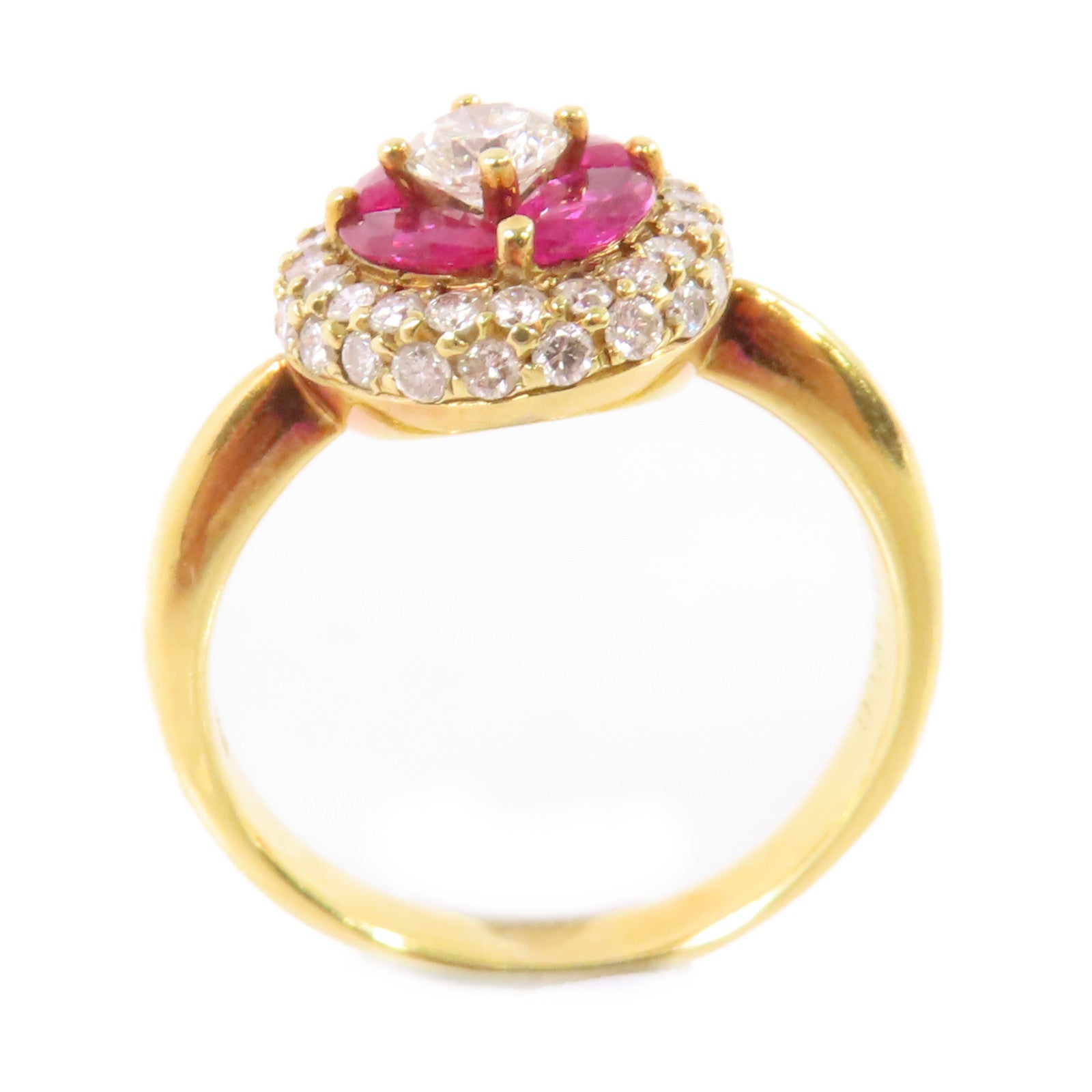 JEWELRY 0.81ct Ruby 0.88ct Diamond Ring US#8.75 18K Yellow Gold
