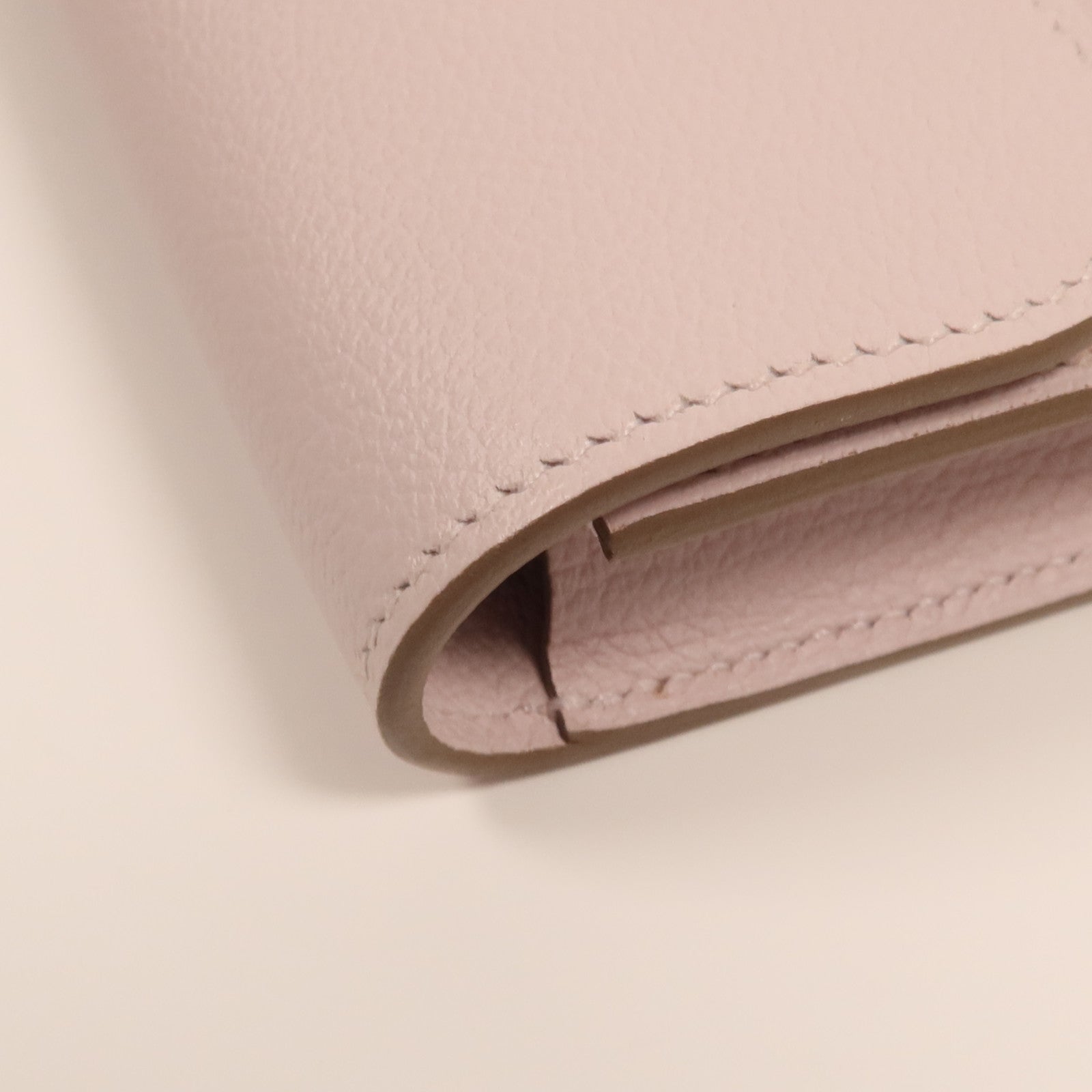 HERMES Evercolor皮革Constance Silm銀扣手拿包Rose Dragee