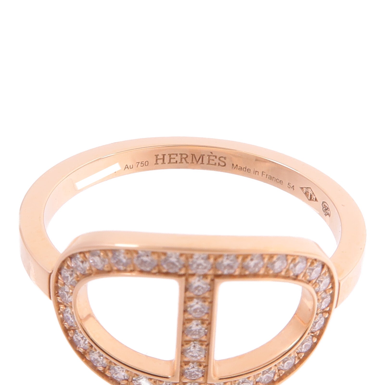 HERMES 18K玫瑰金Chaine d'ancre Contour Ring鑽石戒指