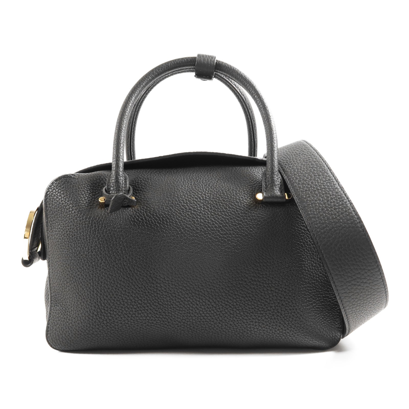 Delvaux GHW Cool Box MM 2 Way Shoulder Bag Handbag Calfskin Leather Black
