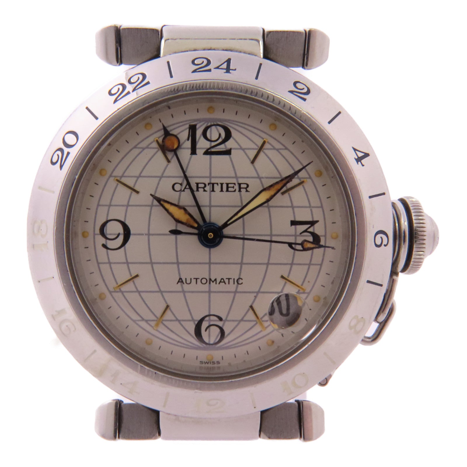 CARTIER Pasha C Meridian不鏽鋼手錶自動機芯銀色