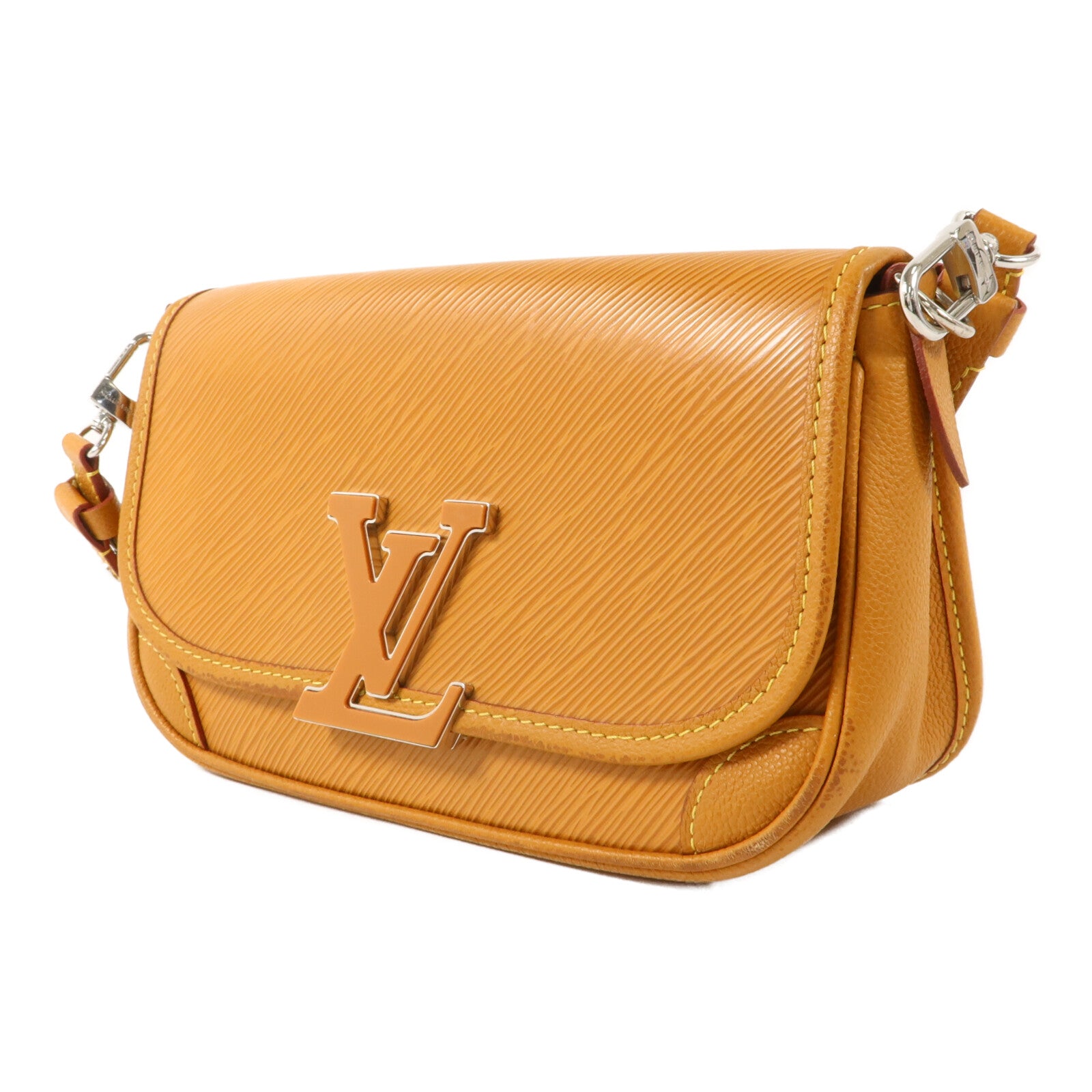 LOUIS VUITTON Epi Buci銀扣肩背袋棕色