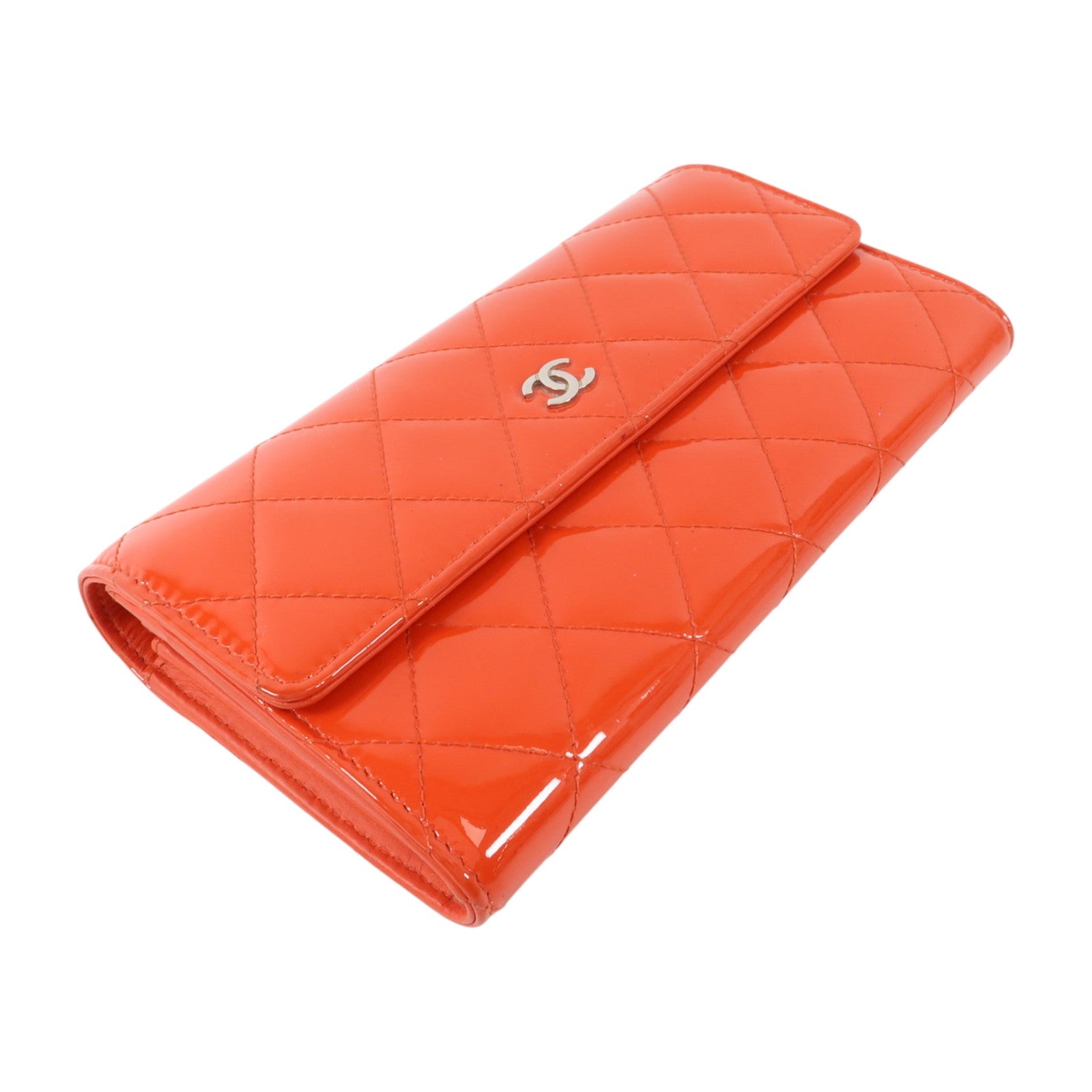 CHANEL 漆皮皮革Long Wallet銀扣長錢包