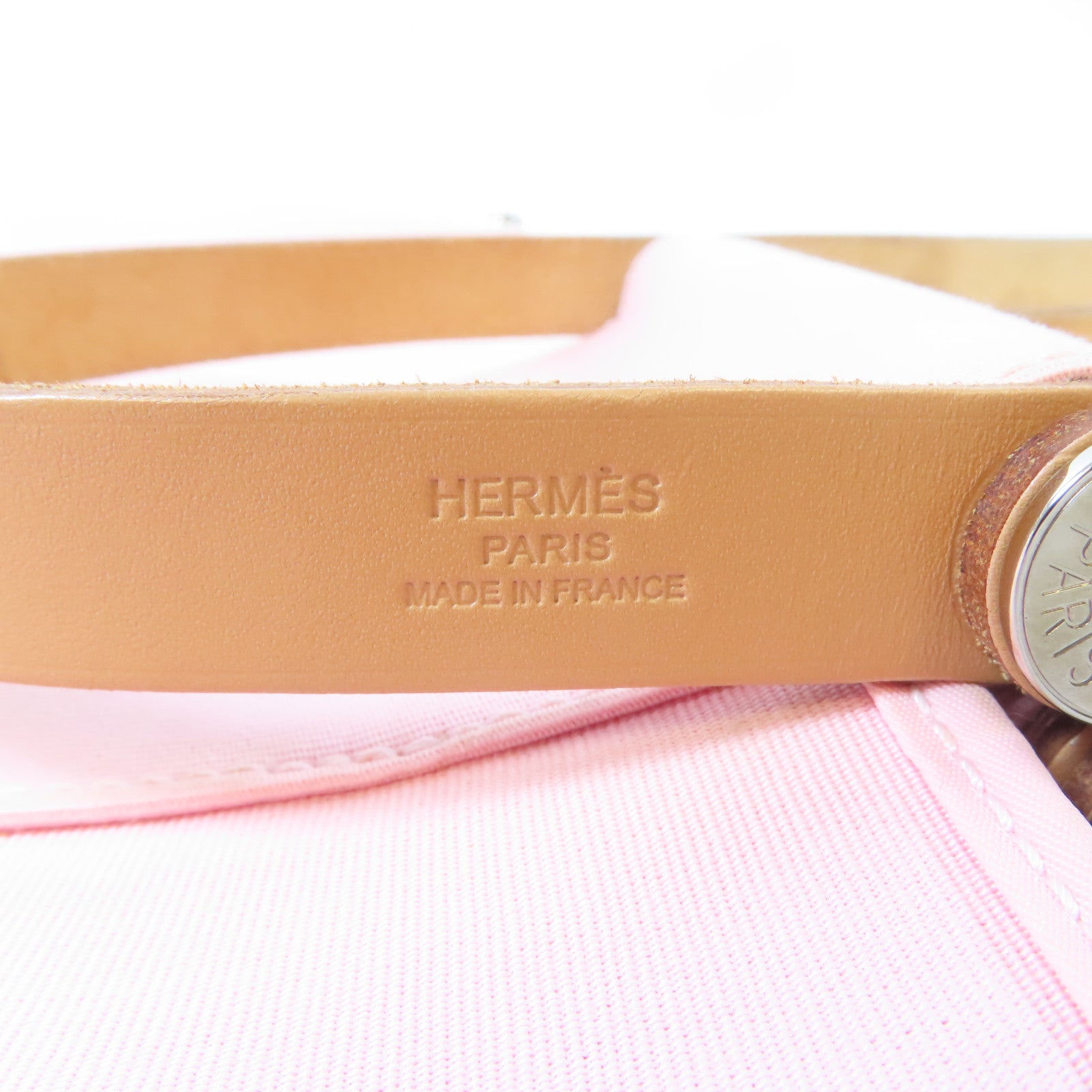 HERMES 【清倉大減價】帆布Cabag銀扣手挽肩背兩用袋Rose Sakura/櫻花粉紅色