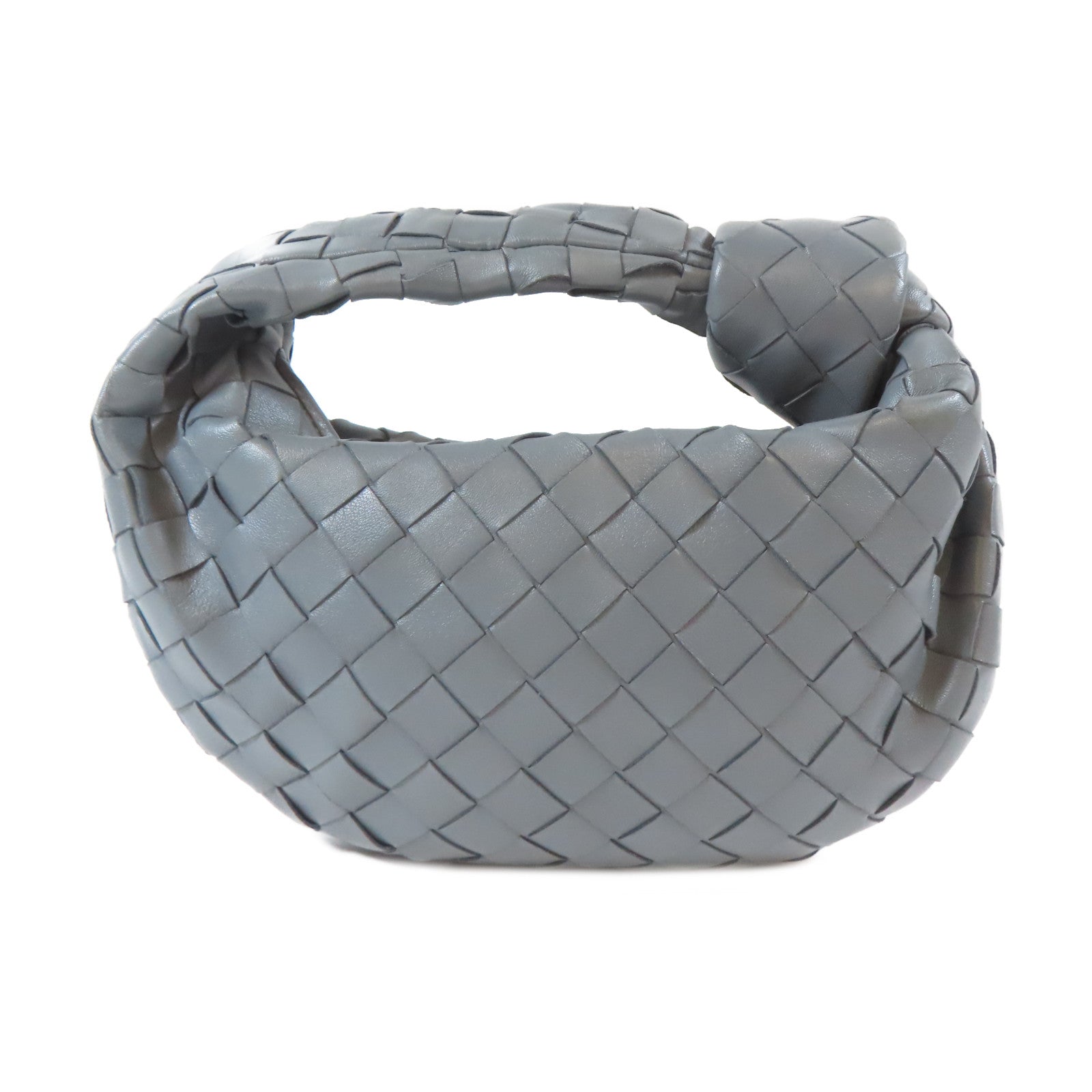 BOTTEGA VENETA 織紋牛皮皮革Mini Jodie Hand Bag金扣手挽袋灰色