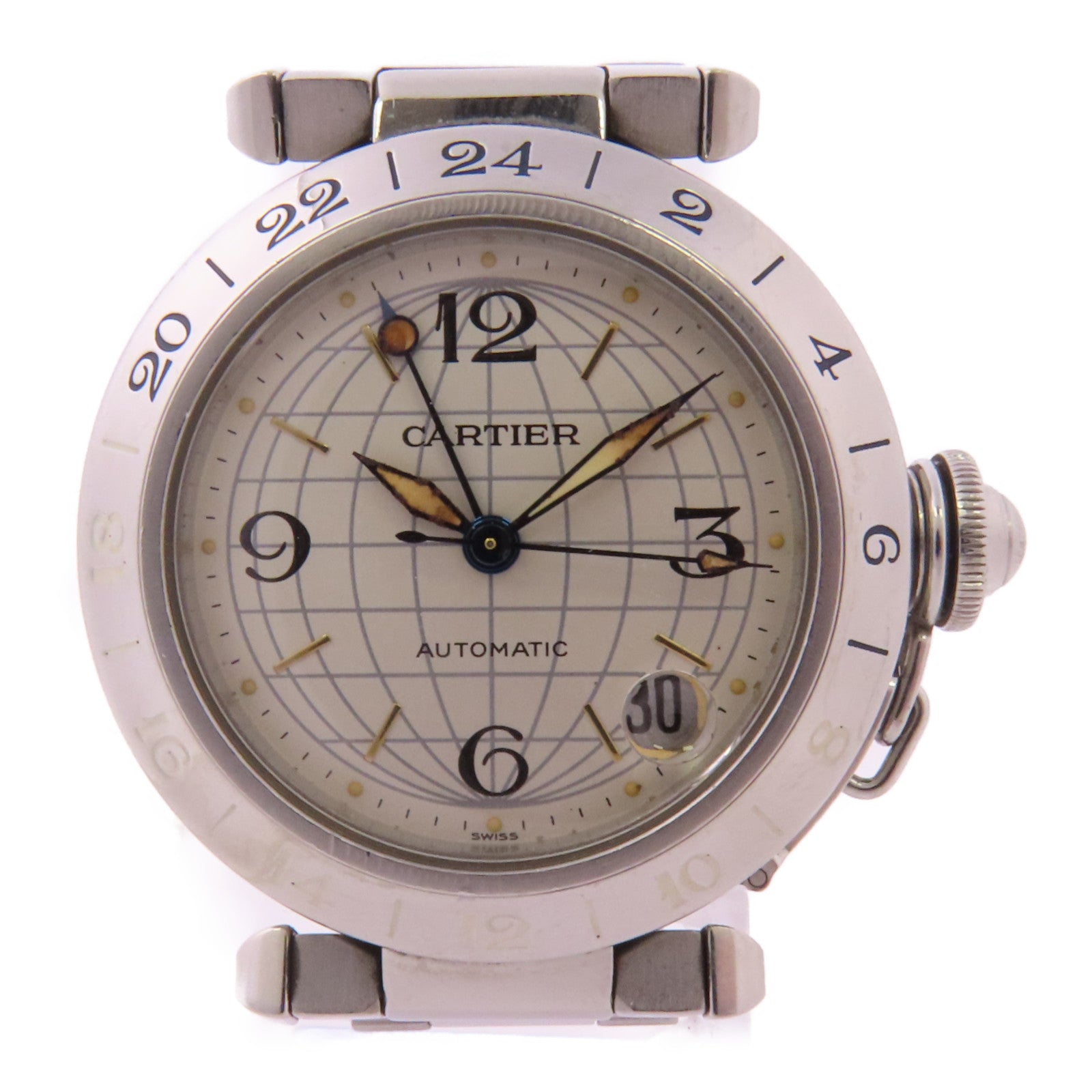 CARTIER Pasha C Meridian不鏽鋼手錶自動機芯銀色