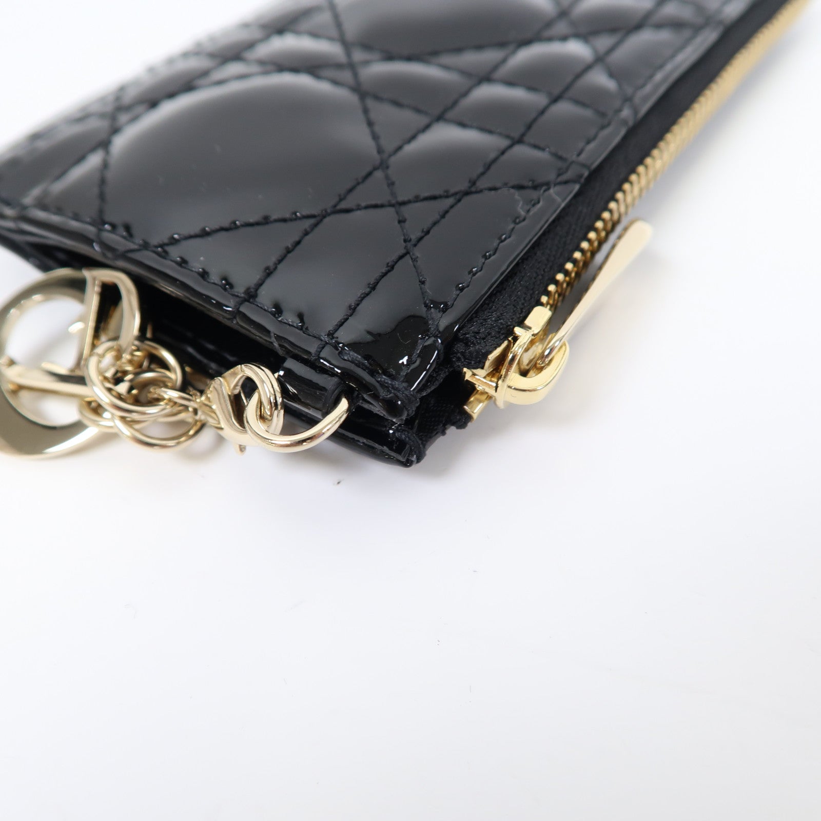 Dior 漆皮皮革Lady Dior Key Case金扣鎖匙包黑色