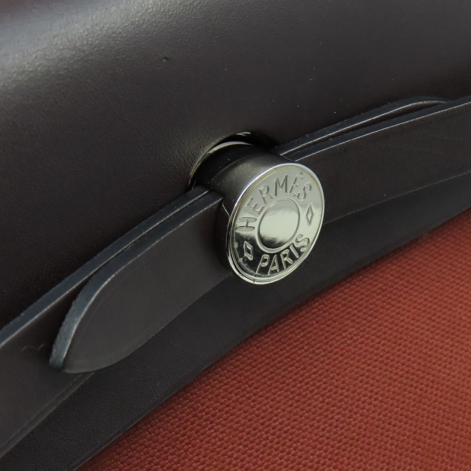 HERMES 帆布Herbag PM 2Way Shoulder Bag銀扣手挽肩背兩用袋Brique磚紅色