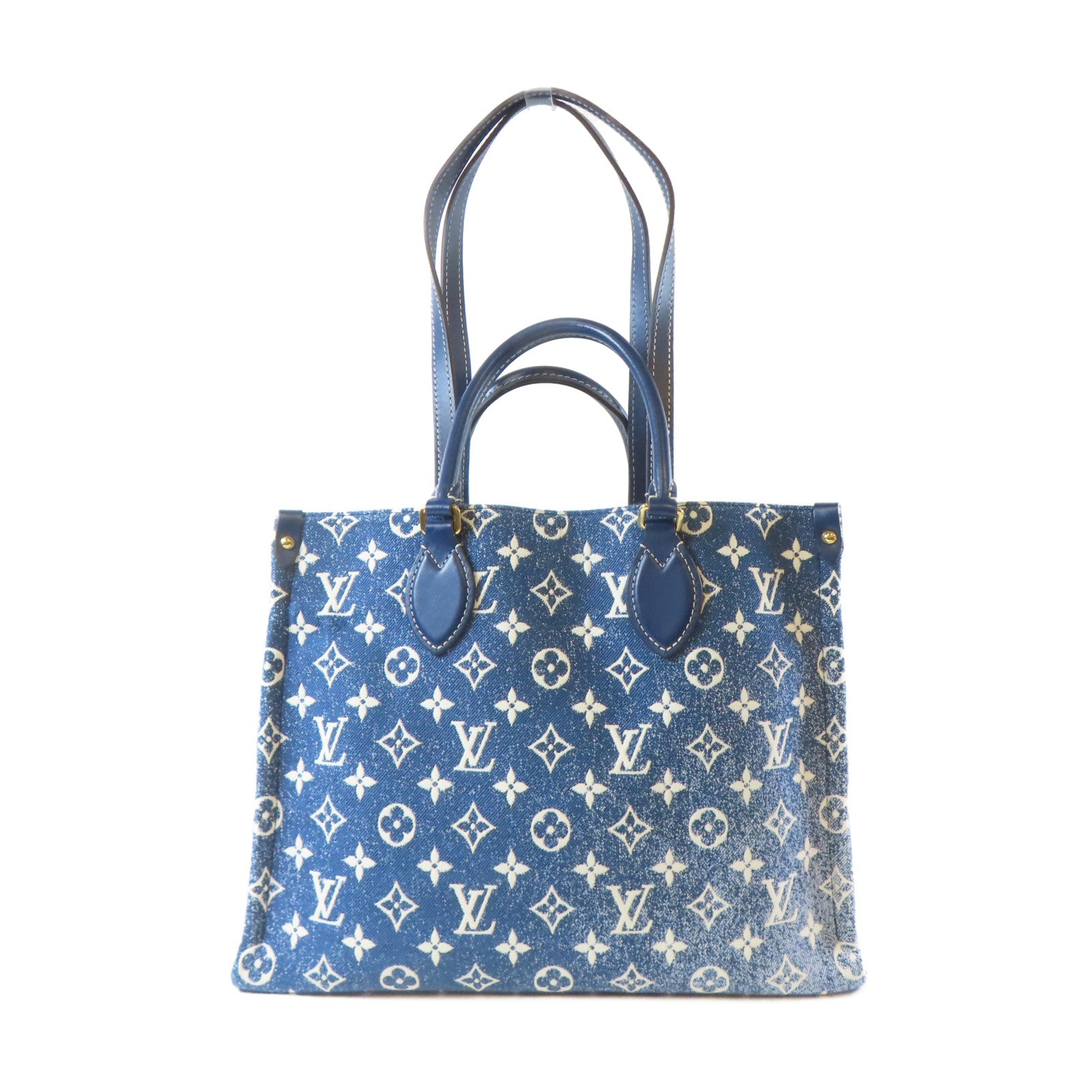 LOUIS VUITTON 牛仔布料On The Go MM金扣手挽肩背兩用袋藍色
