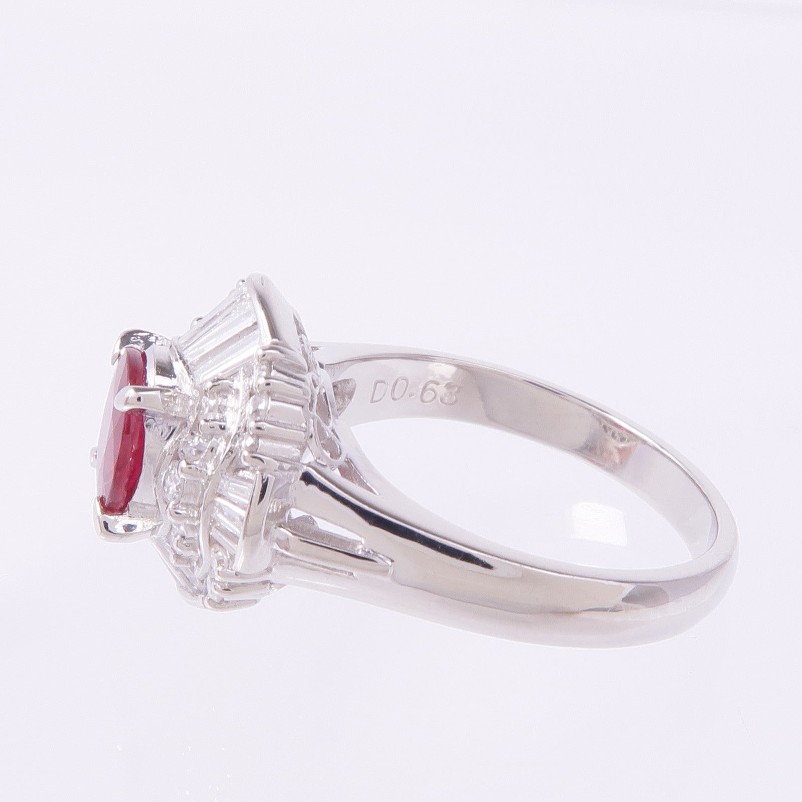 JEWELRY PT900鉑金Ruby Diamond Ring紅寶石/鑽石戒指US#6
