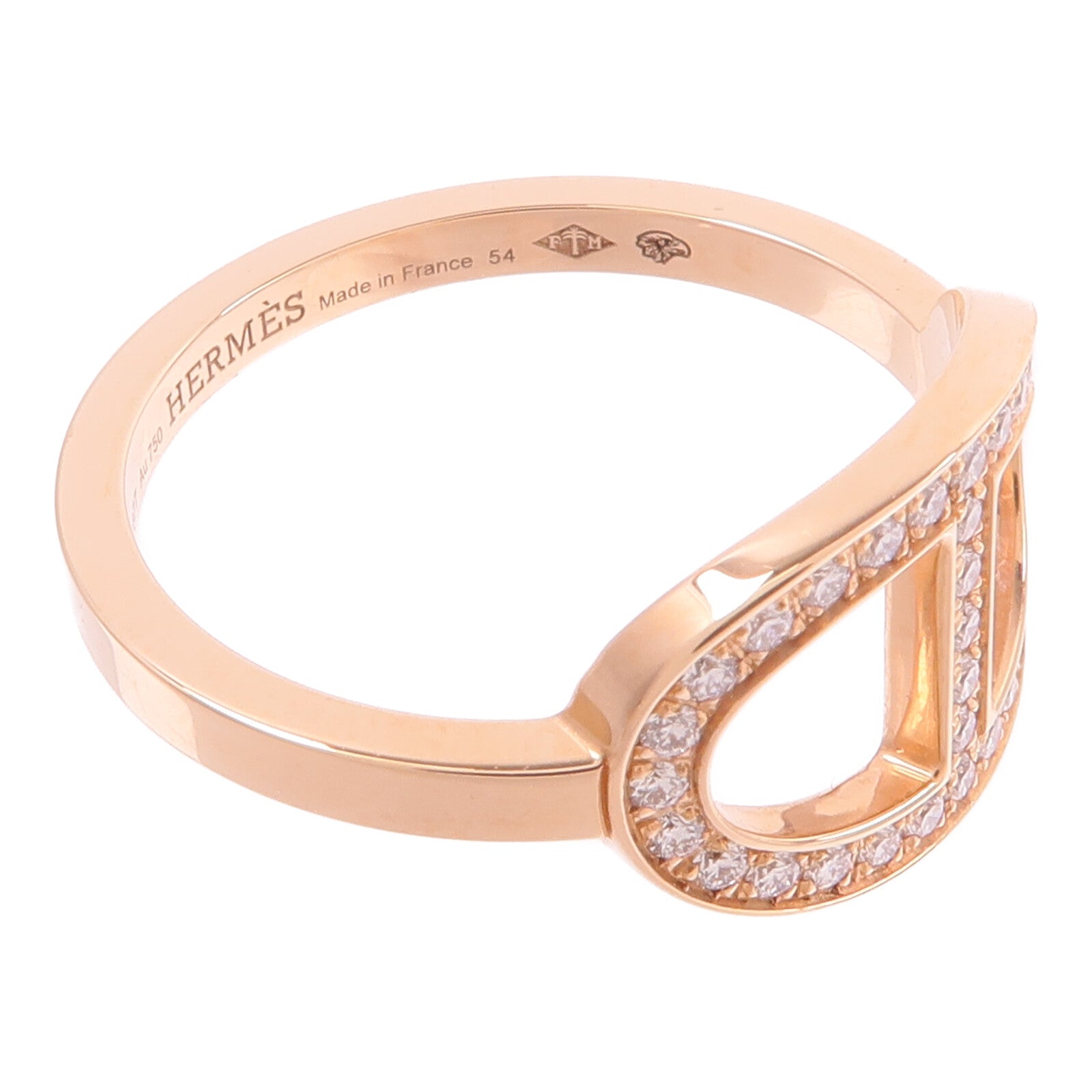 HERMES 18K玫瑰金Chaine d'ancre Contour Ring鑽石戒指
