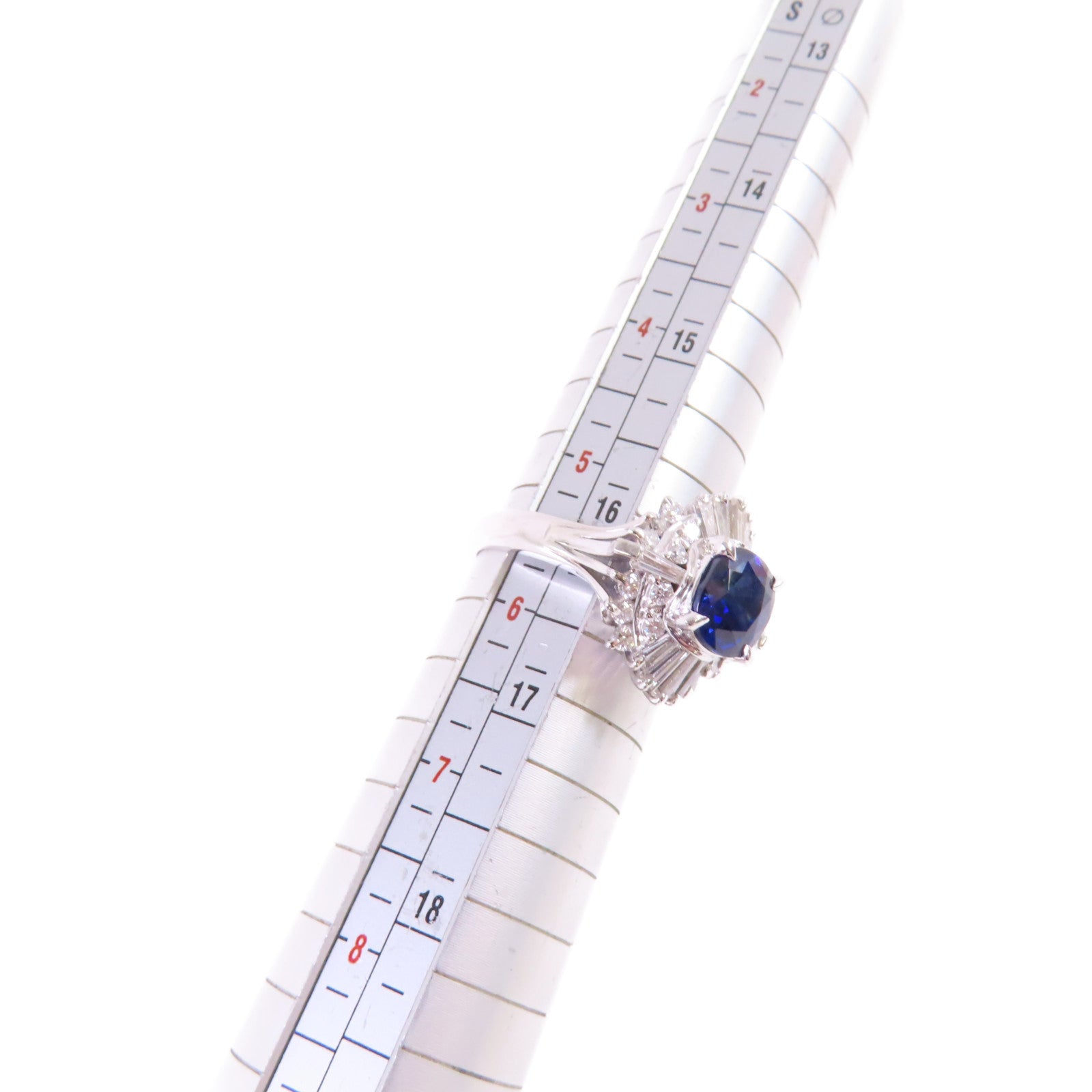 JEWELRY 1.56ct Sapphire 0.75ct Diamond Ring US#5.5 PT900 Platinum