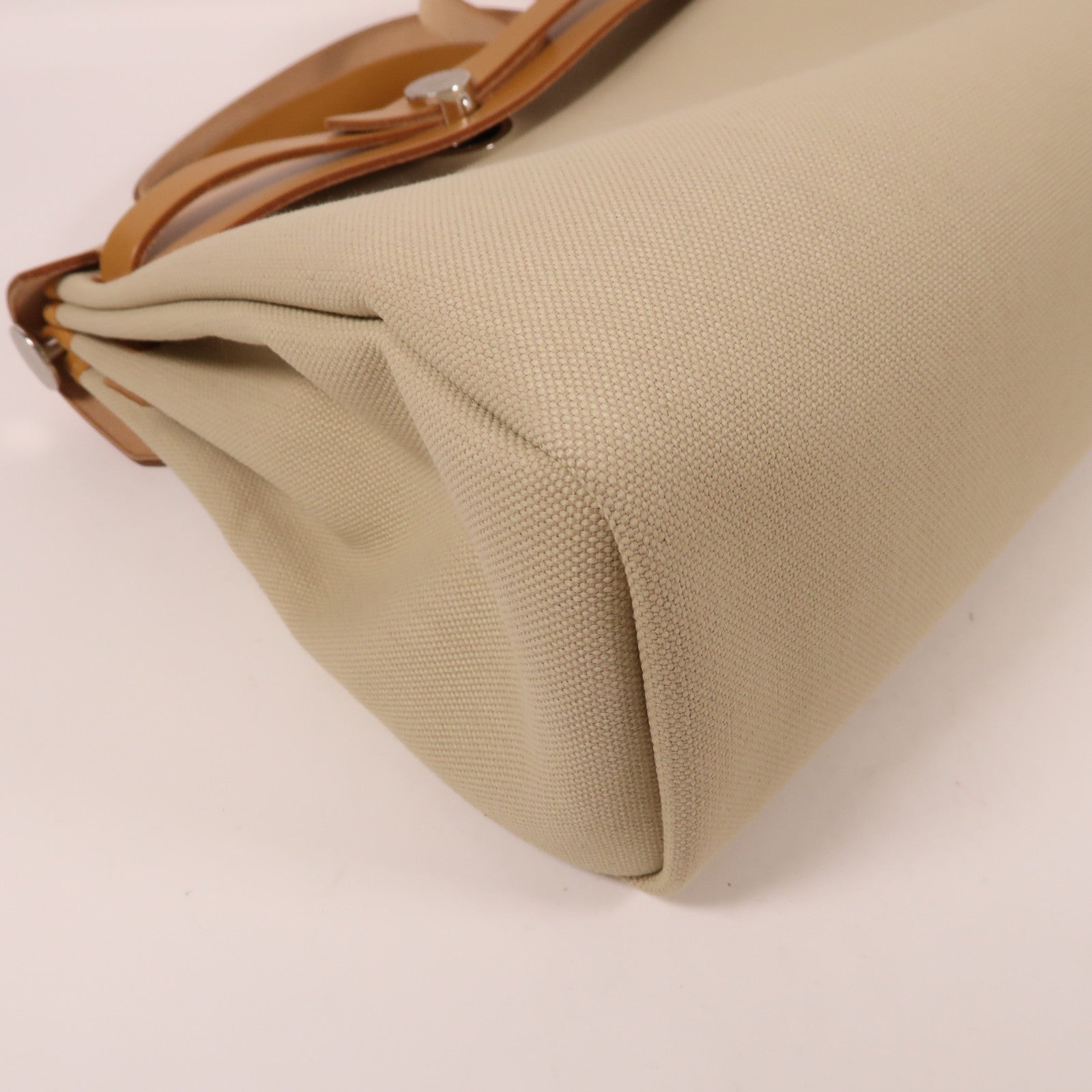 HERMES 帆布/皮革Herbag PM銀扣手挽肩背兩用袋Beton