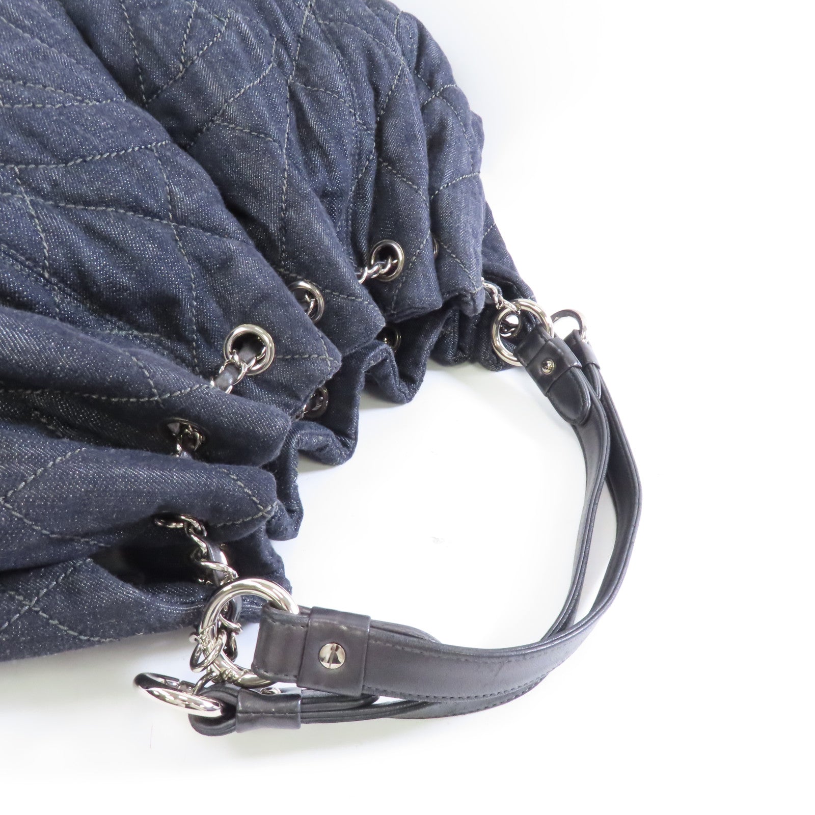CHANEL 【激減優惠】牛仔布Tote Bag銀扣手挽袋藍色