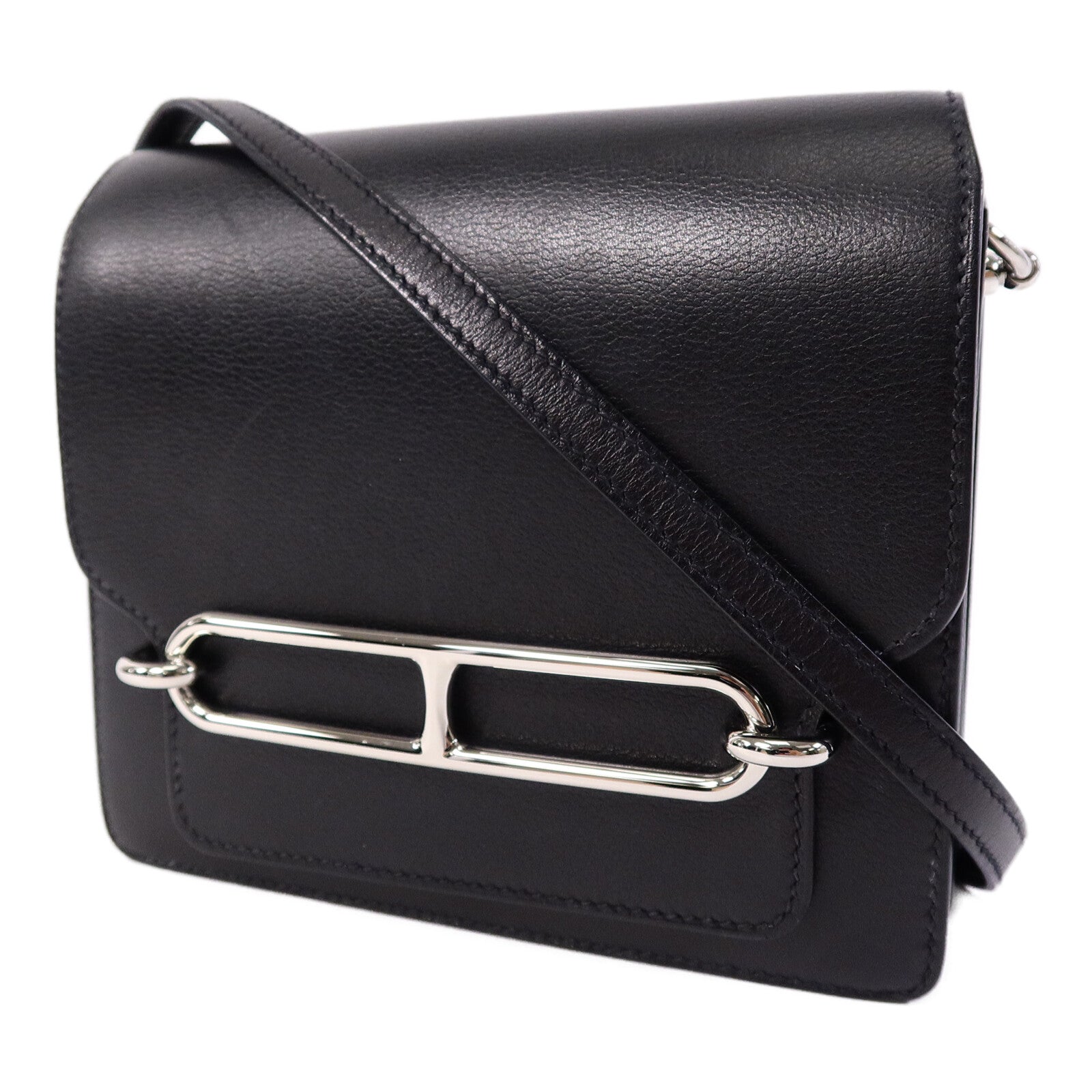 HERMES Evergrain皮革Mini Roulis肩背袋Noir