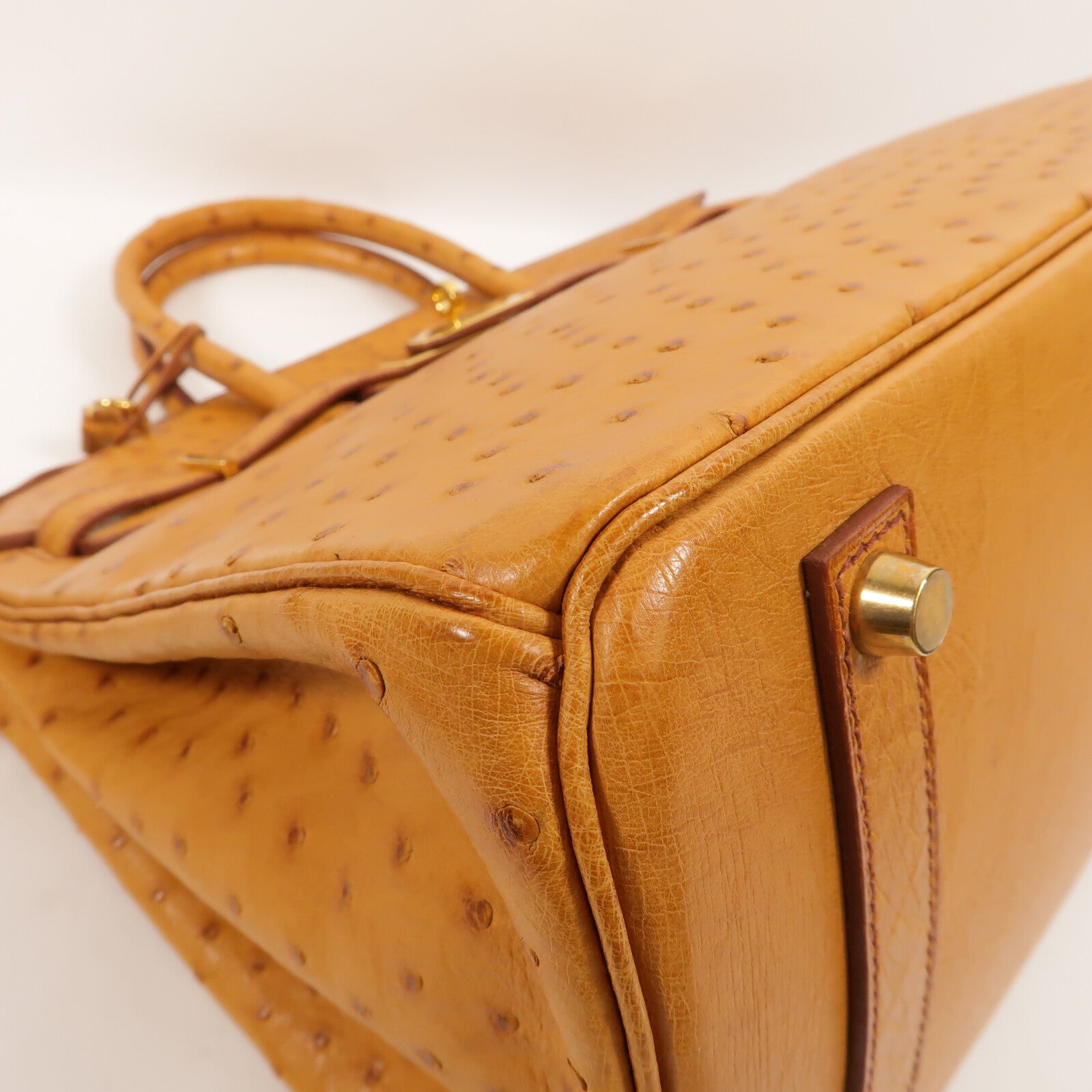 HERMES 鴕鳥皮革Birkin 35手挽袋Gold