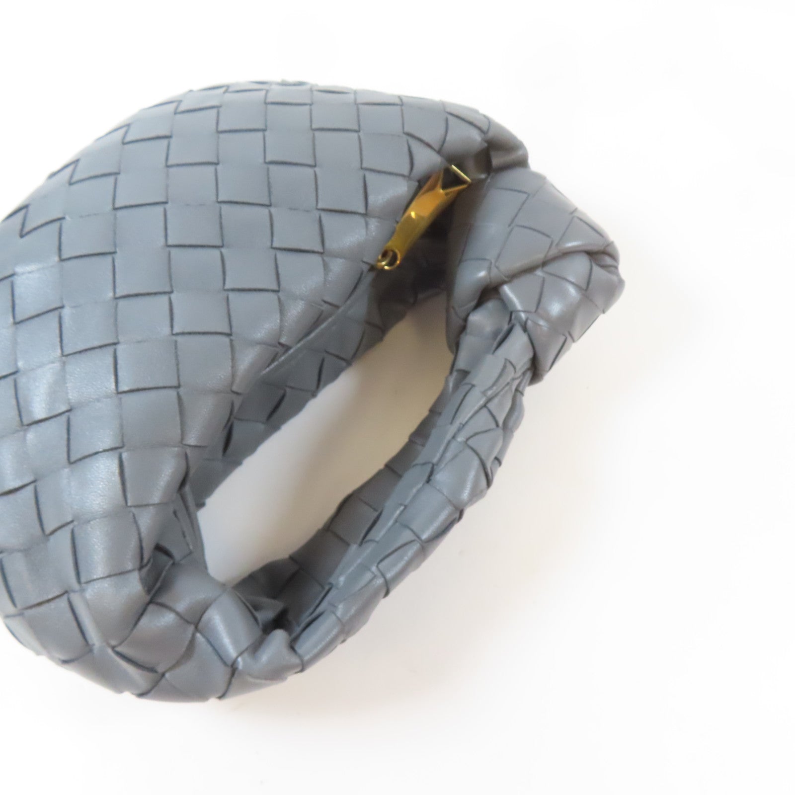 BOTTEGA VENETA 織紋牛皮皮革Mini Jodie Hand Bag金扣手挽袋灰色