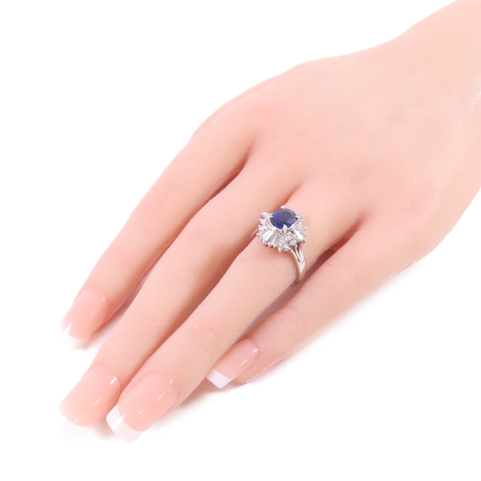 JEWELRY 1.56ct Sapphire 0.75ct Diamond Ring US#5.5 PT900 Platinum