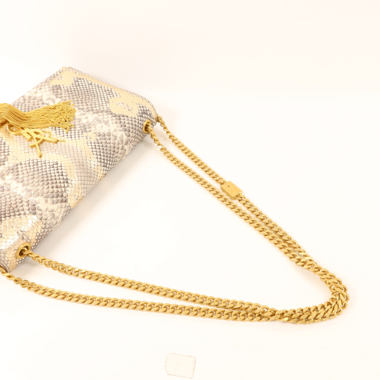SAINT LAURENT 蛇皮皮革Kate Medium Tassel Bag金扣鏈帶肩背袋